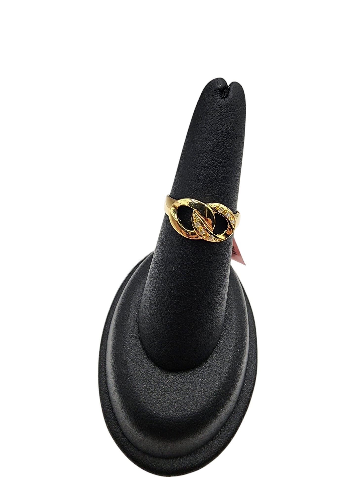 18KT Yellow Gold Doble Circle W/ & .06 Diamond Ring