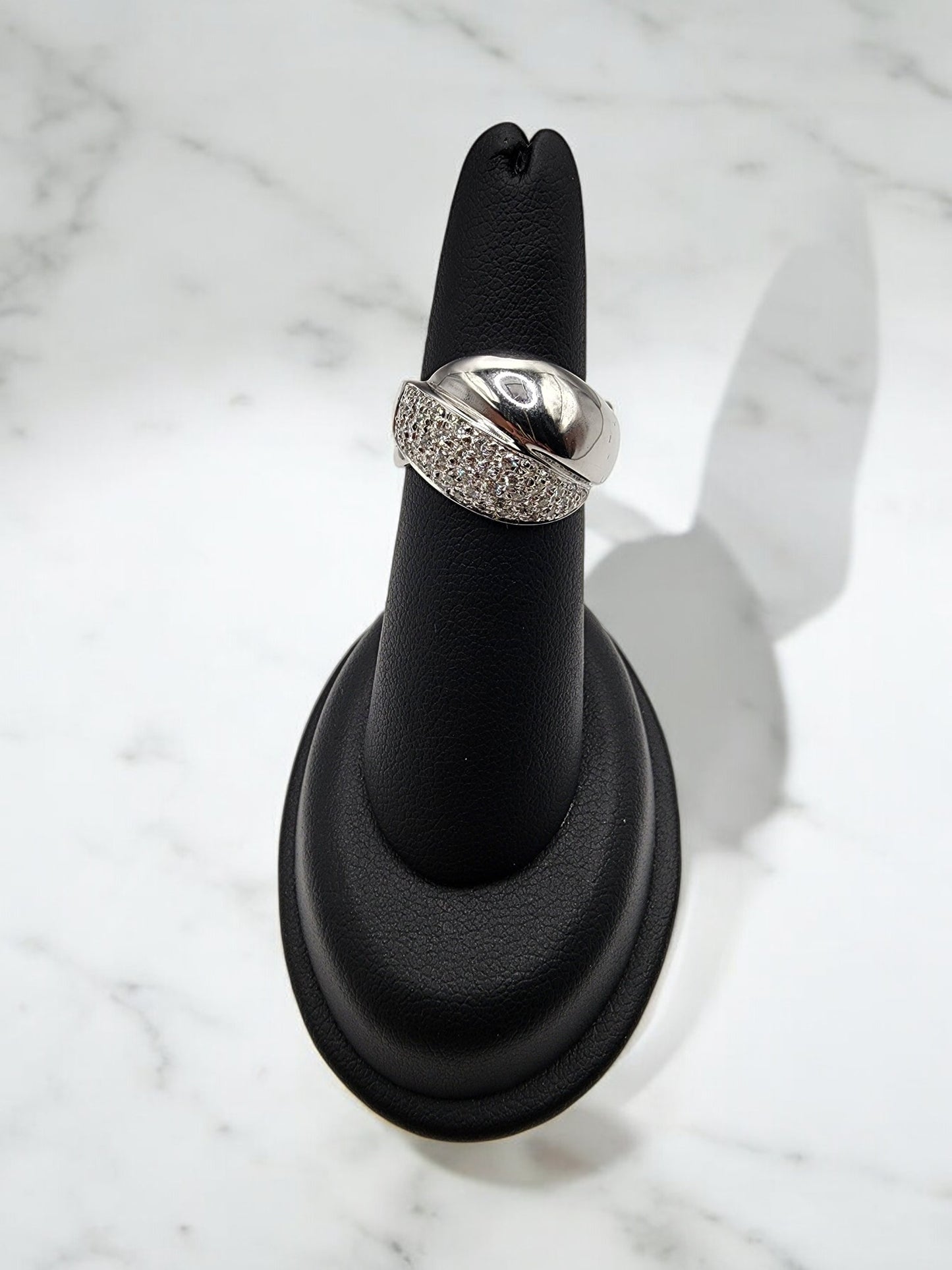 18KT White Gold W/ & .50 Diamond High Pol Ring