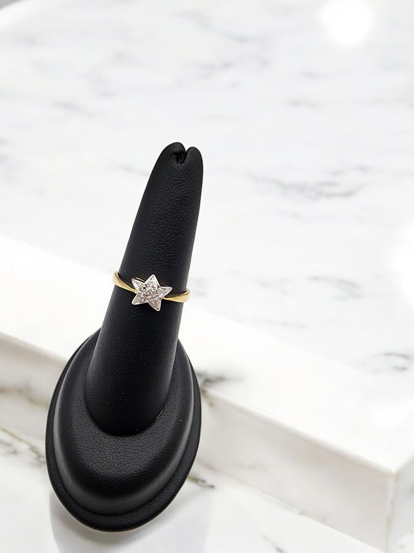 18KT Yellow & White Gold W/ .25 Diamond Star Ring