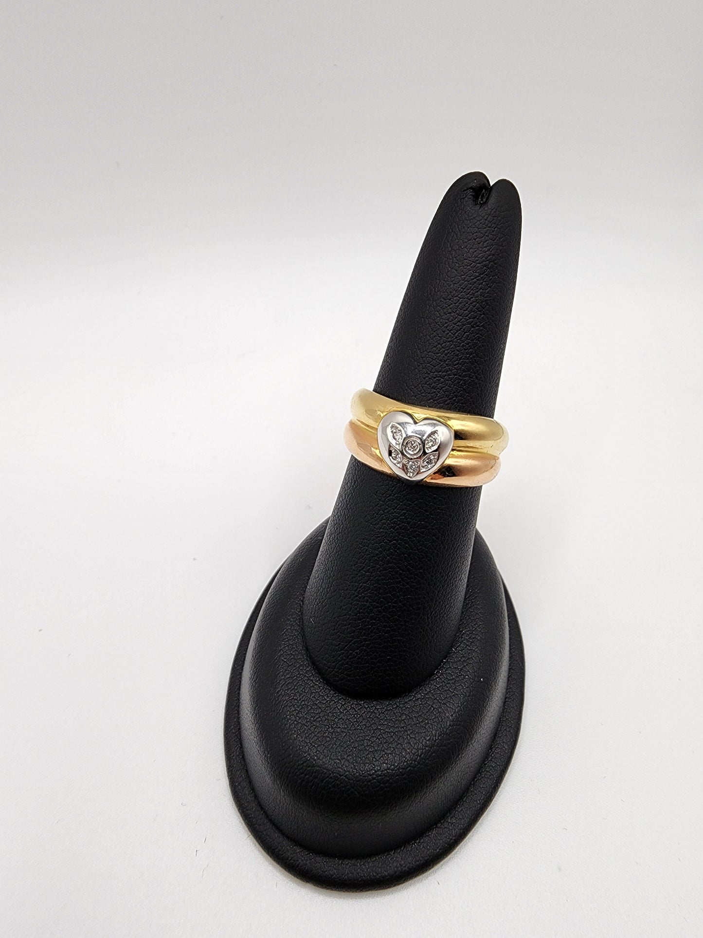 18KT Yellow & White Gold W/ .06 Diamond Hart Ring.