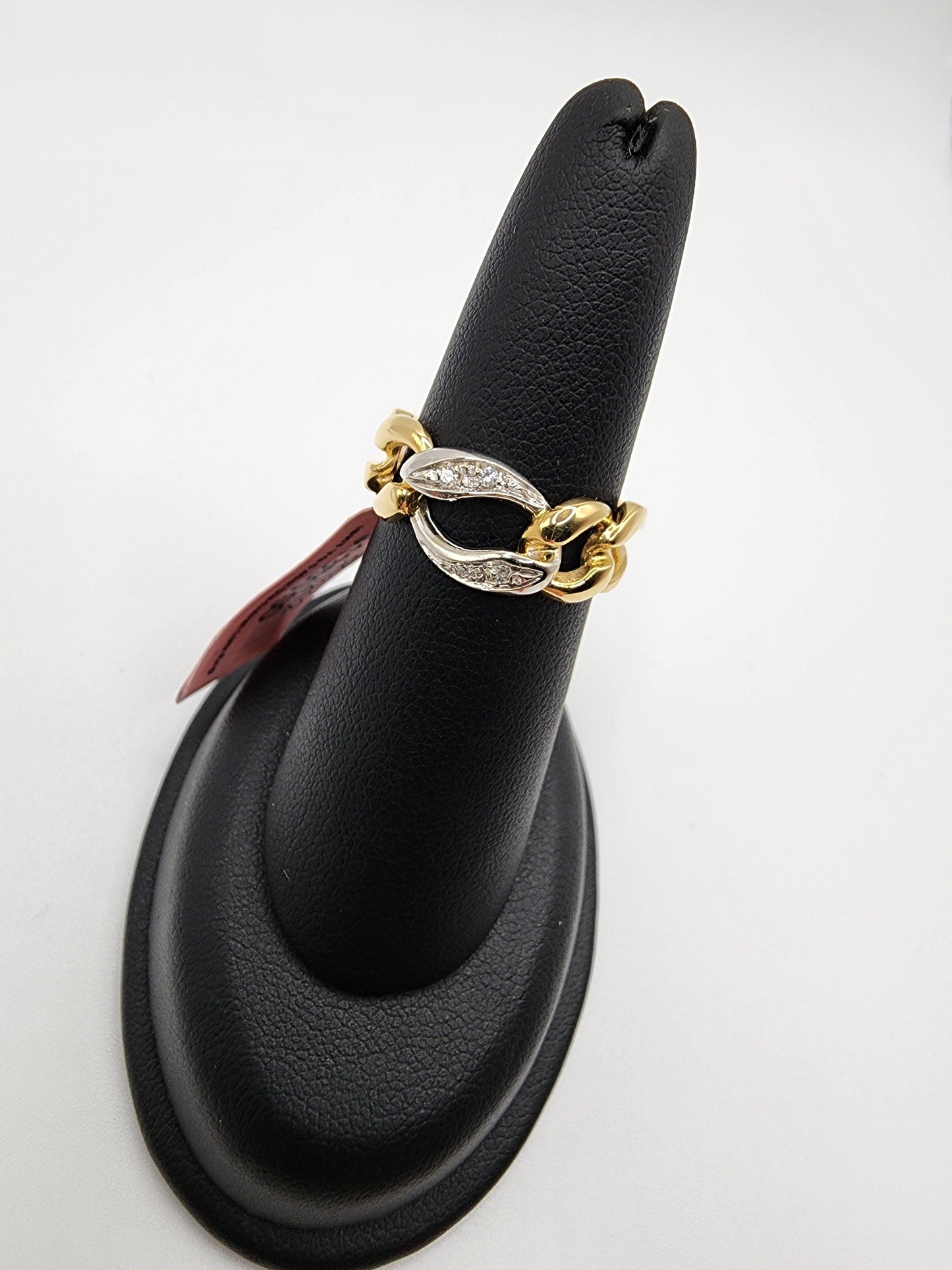 18KT Yellow & White Gold W/ .40 Cuban Link Diamond Ring.