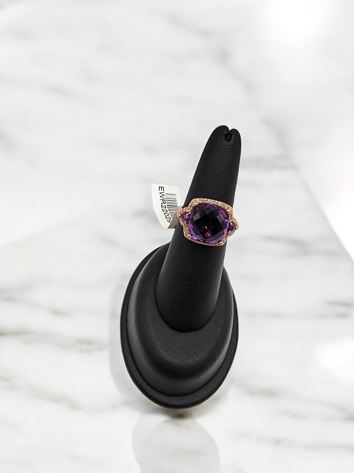14KT Yellow Gold 7.65CTTW Amethyst& .20 Diamond Effy Ring