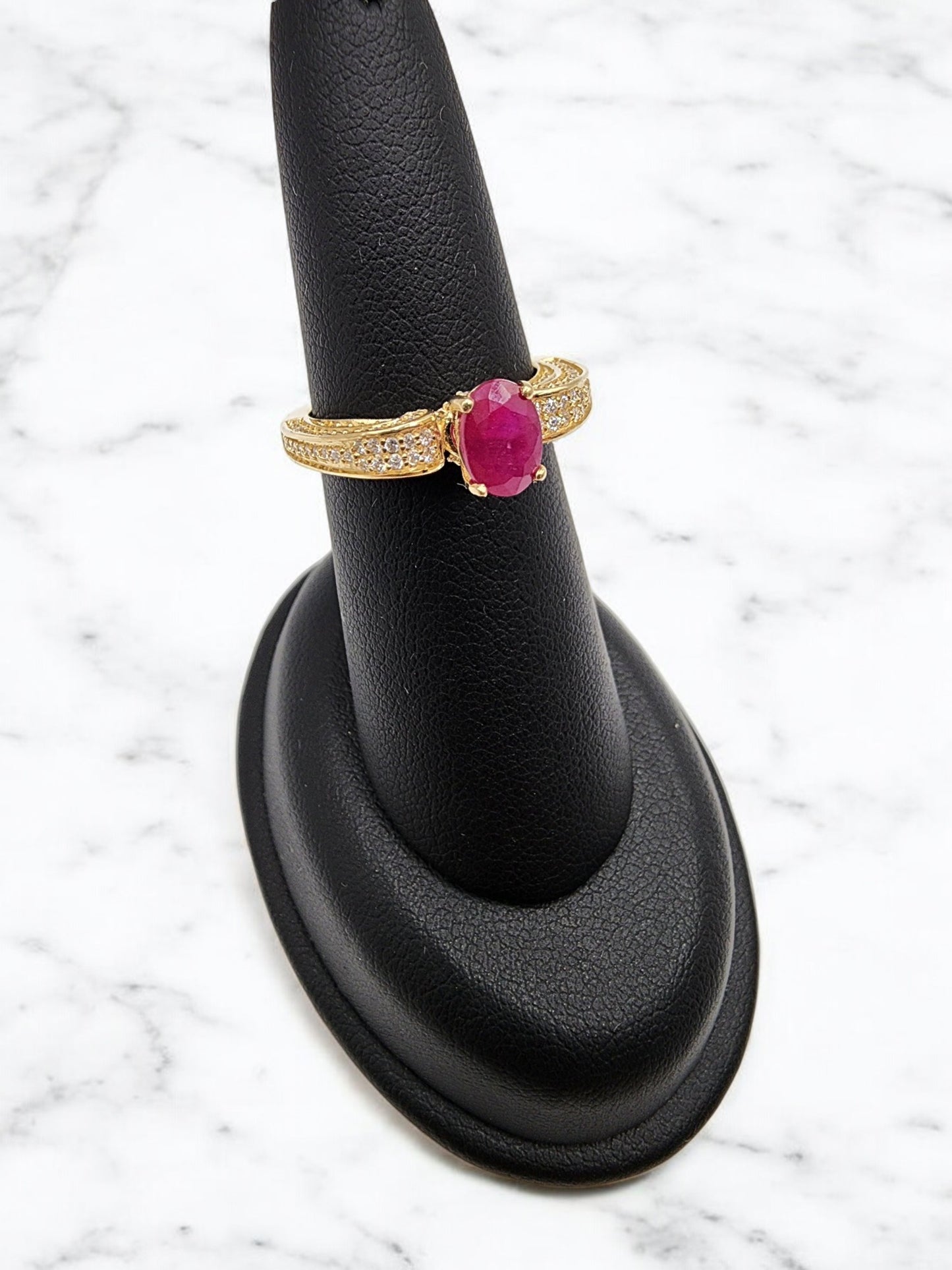 14KT Yellow Gold/ Gen Ruby & .75cttw Diamond Ring
