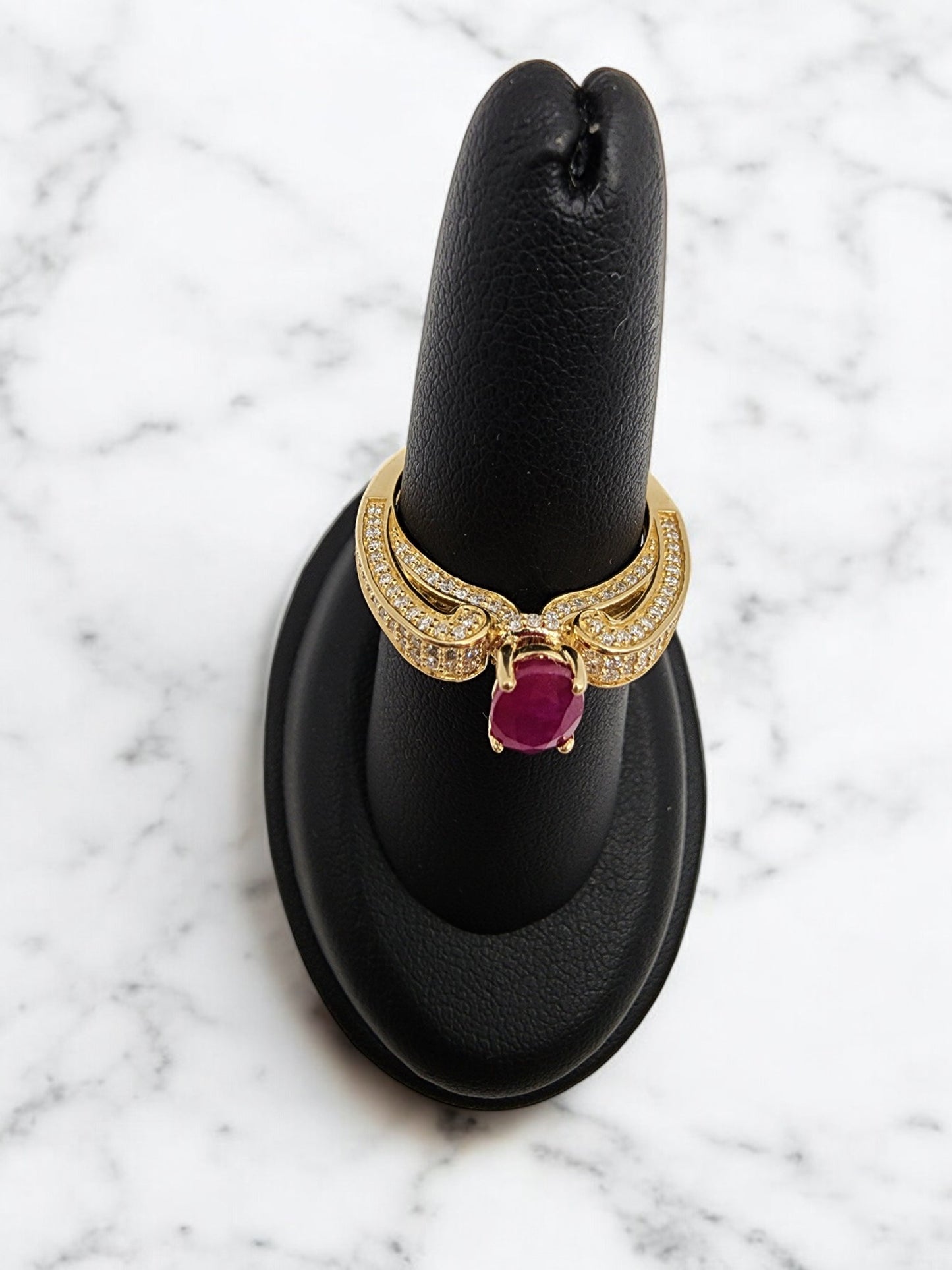 14KT Yellow Gold/ Gen Ruby & .75cttw Diamond Ring