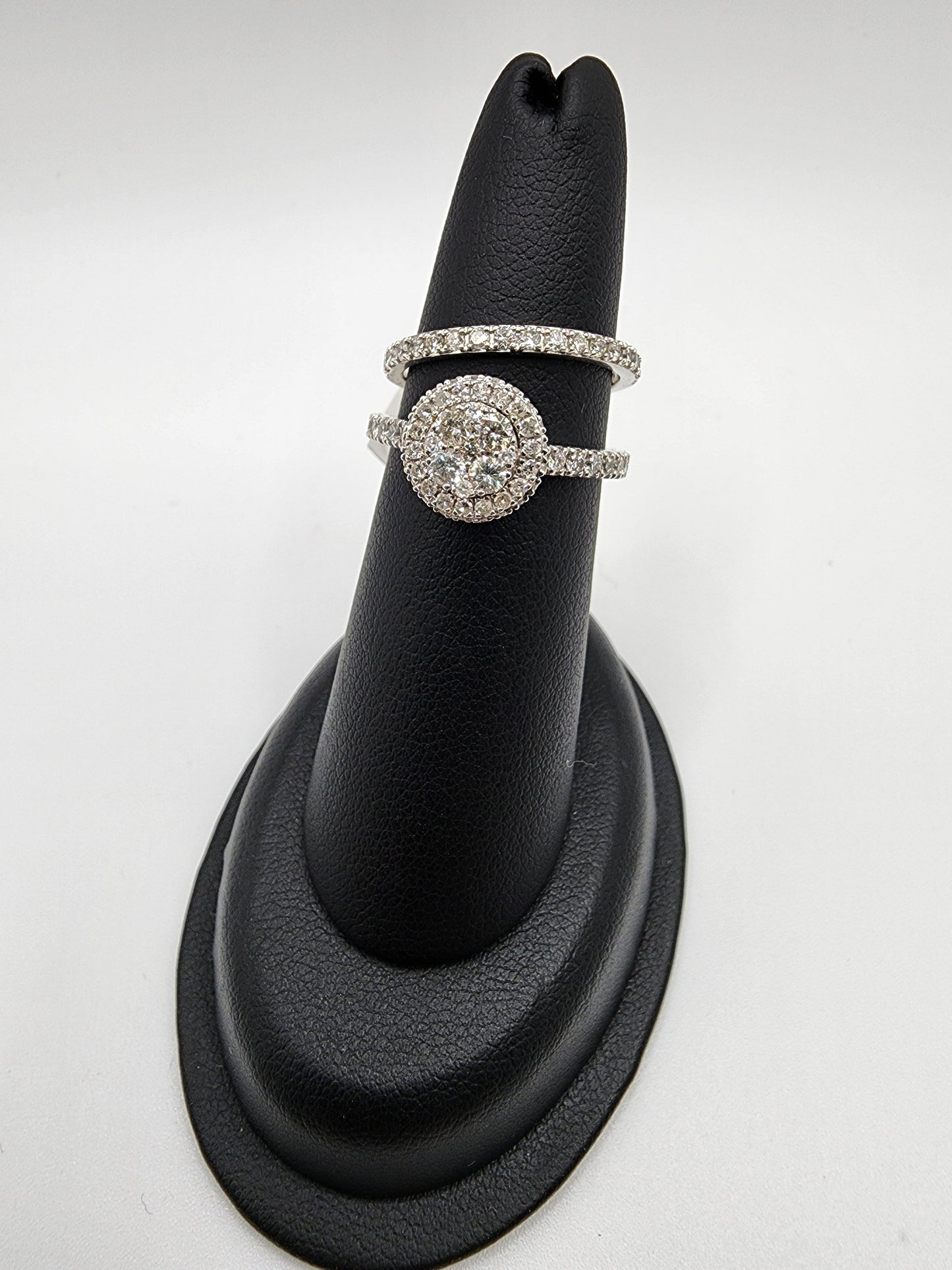 14KT White Gold 1.25 cttw Round Halo Bridal Diamond Ring