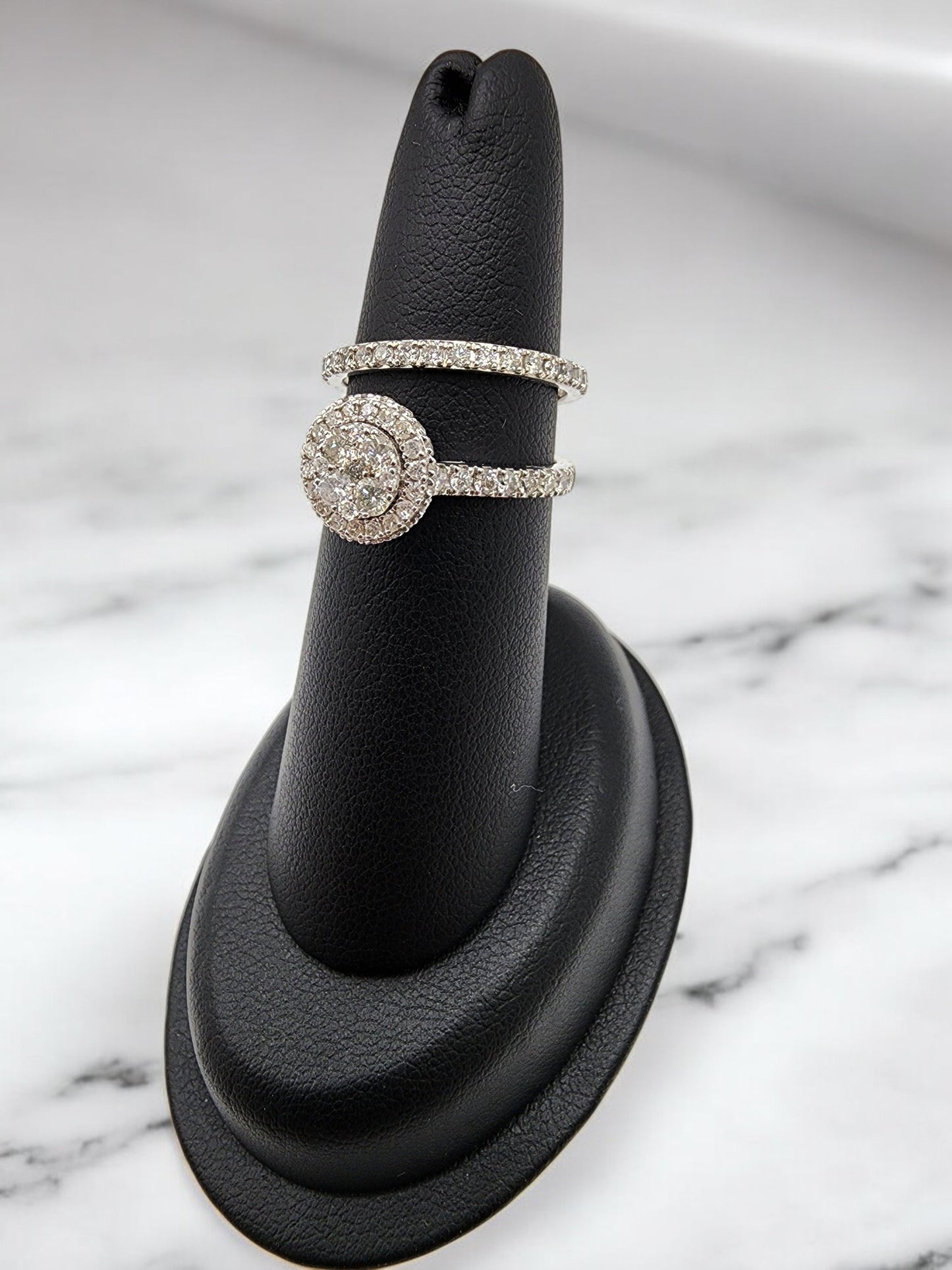 14KT White Gold 1.25 cttw Round Halo Bridal Diamond Ring