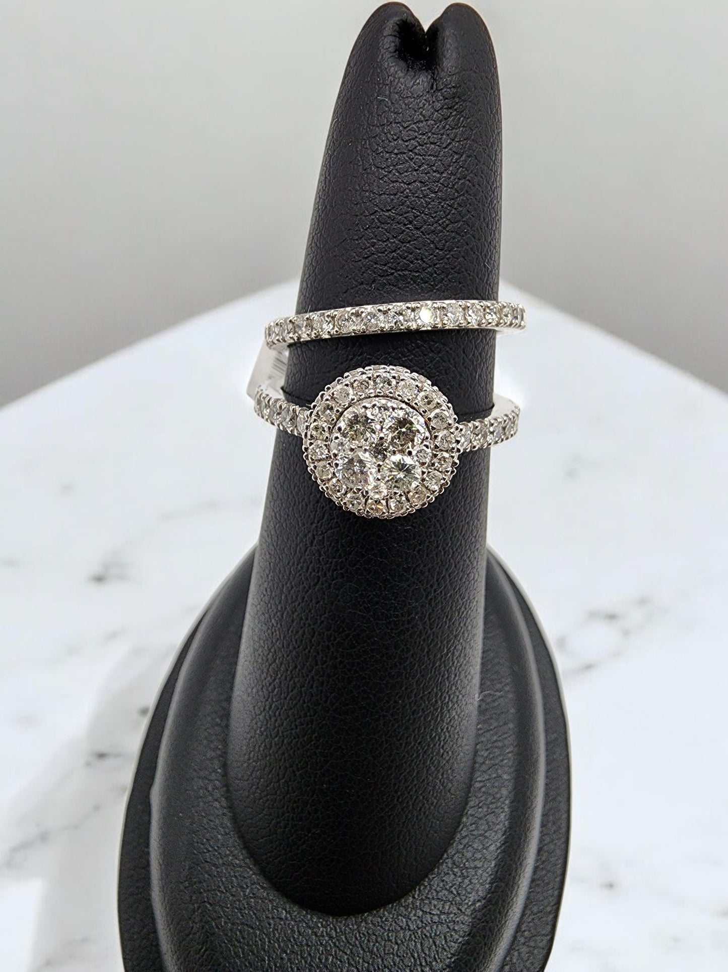 14KT White Gold 1.25 cttw Round Halo Bridal Diamond Ring