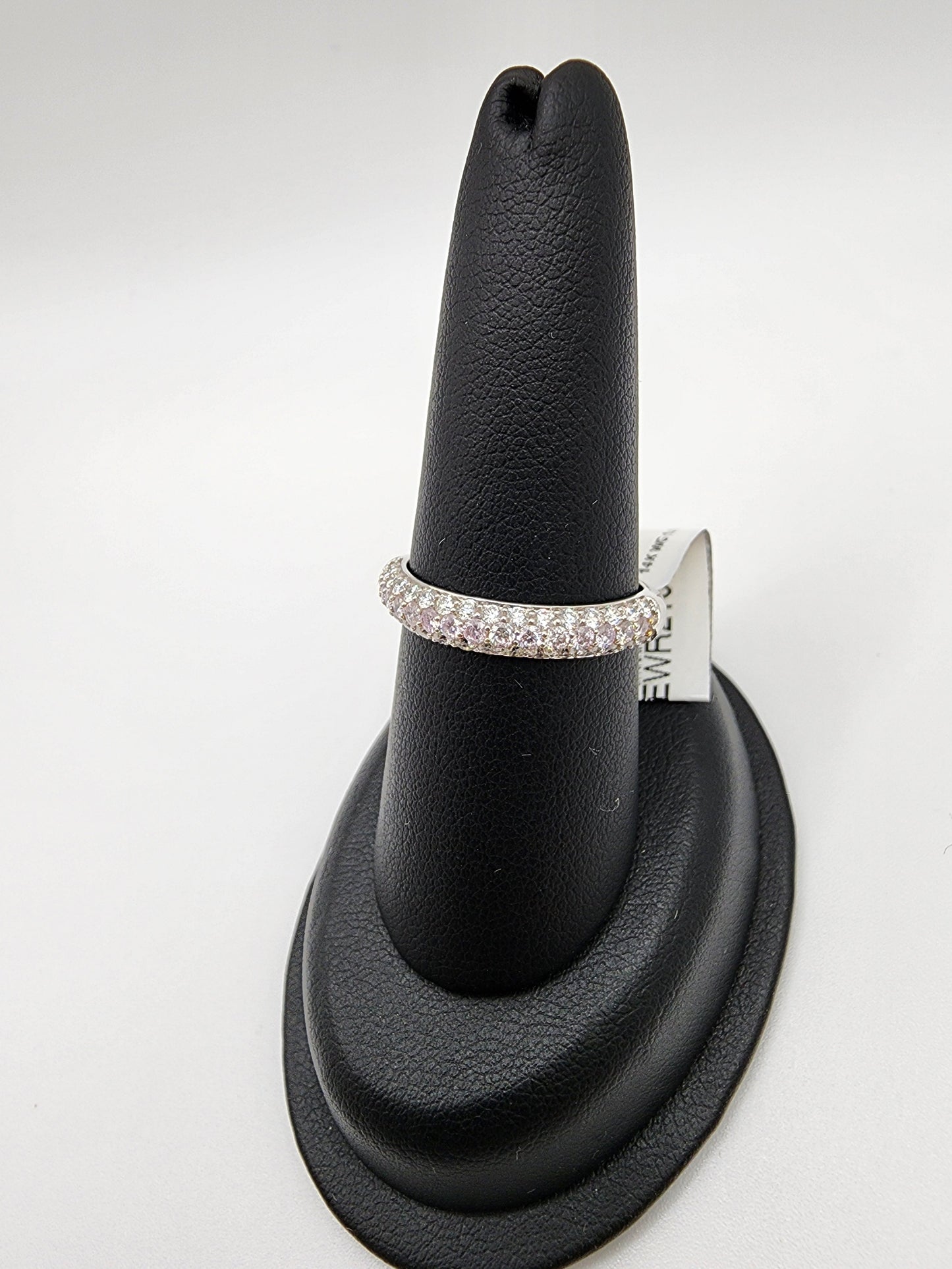 14KT White Gold Band 1.10cttw W/ Pink & White Diamond Ring