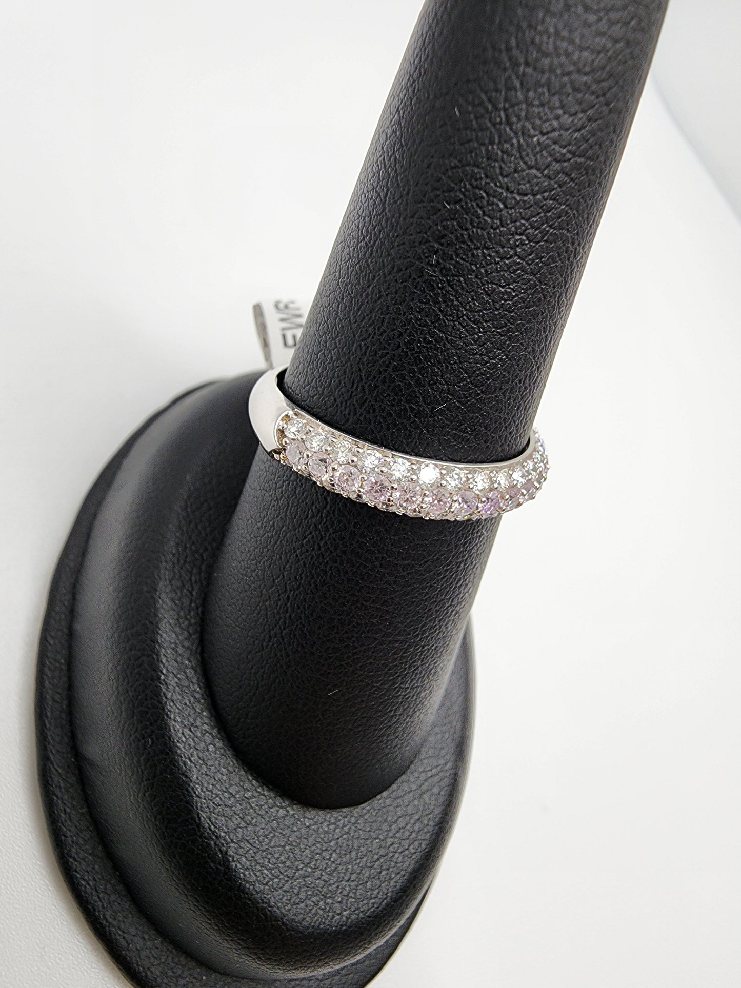 14KT White Gold Band 1.10cttw W/ Pink & White Diamond Ring