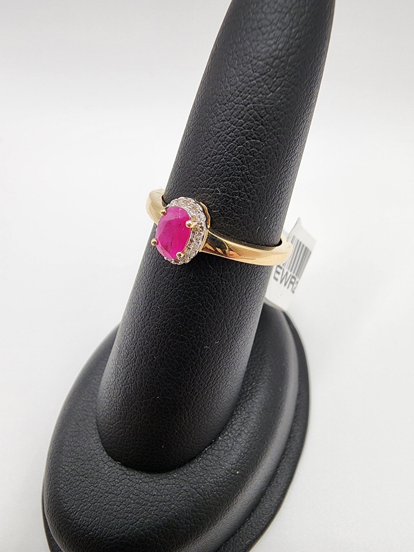 14KT Yellow Gold/ Gen Ruby & .10cttw Diamond Ring