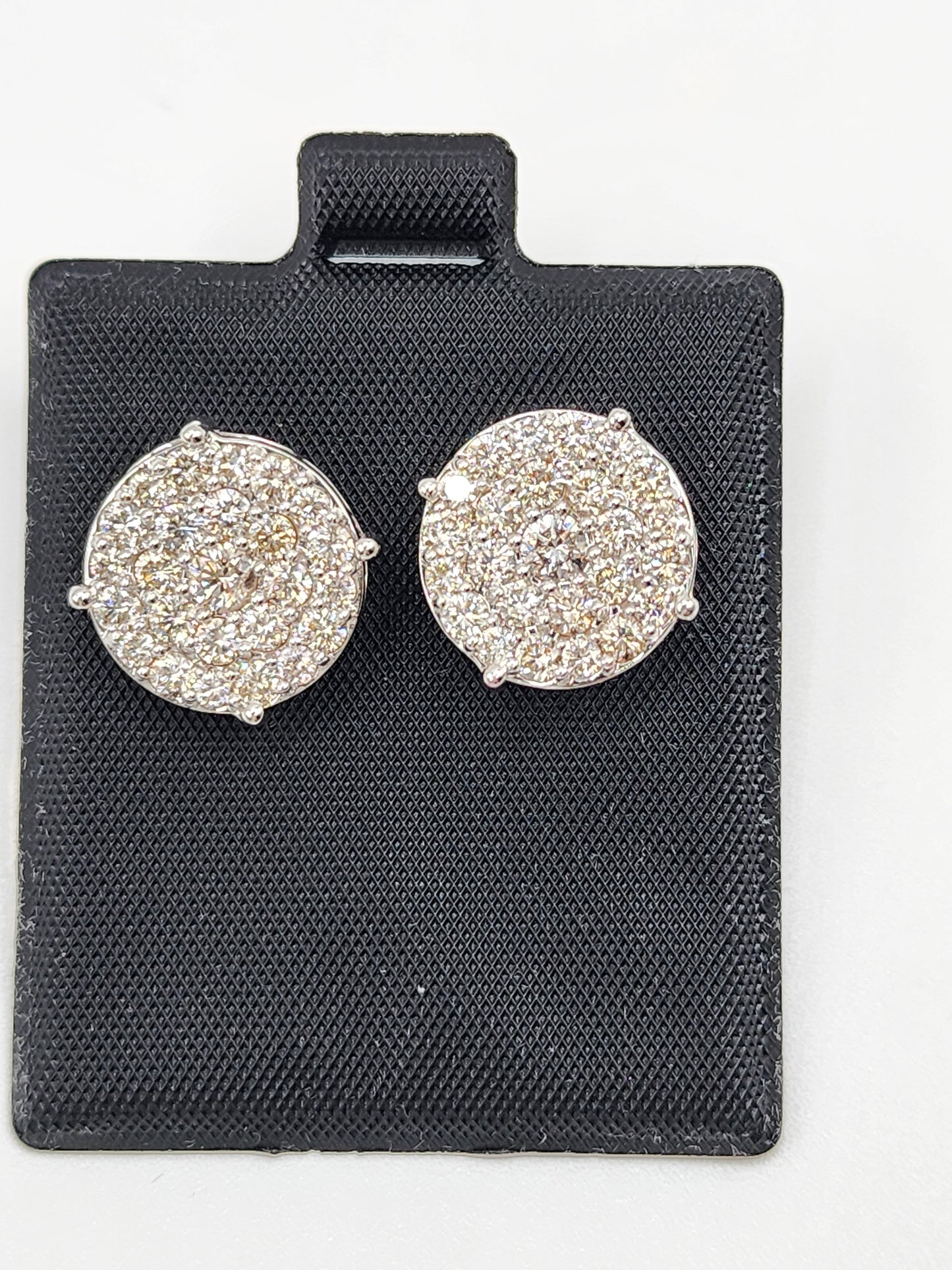 14KT White Gold W/ Diamond 2.15cttw Cluster Round Studs Earrings