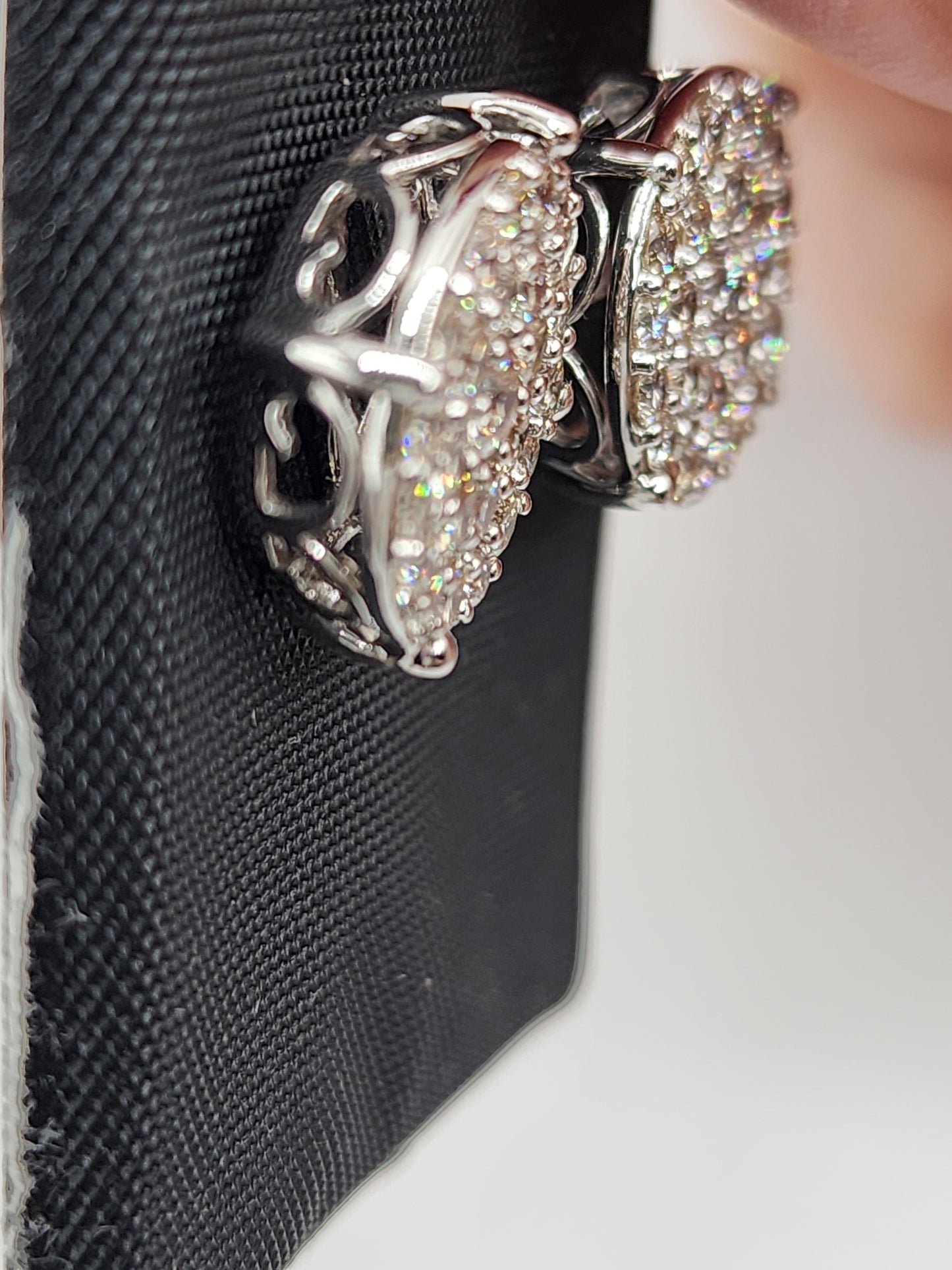 14KT White Gold W/ Diamond 2.15cttw Cluster Round Studs Earrings