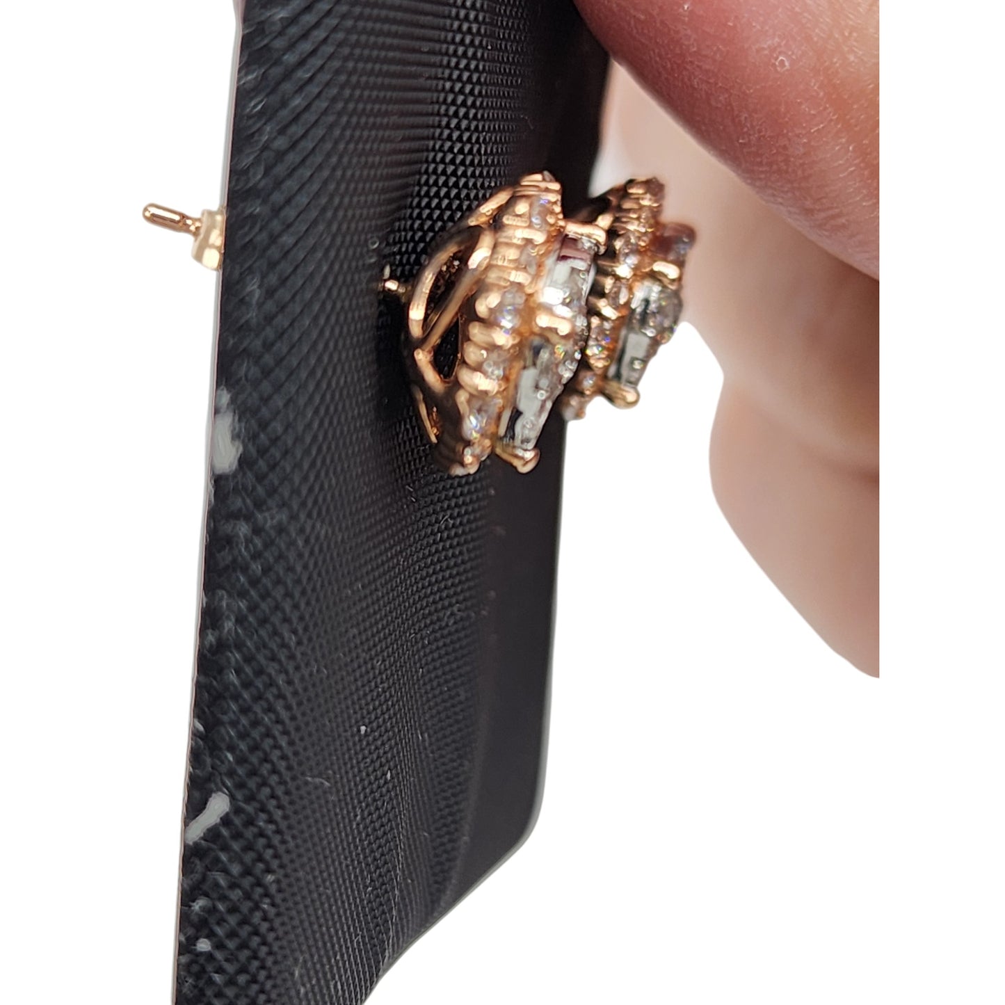 14KT Rose Gold W/ Diamond 1.00cttw Halo Cluster Round Studs Earrings