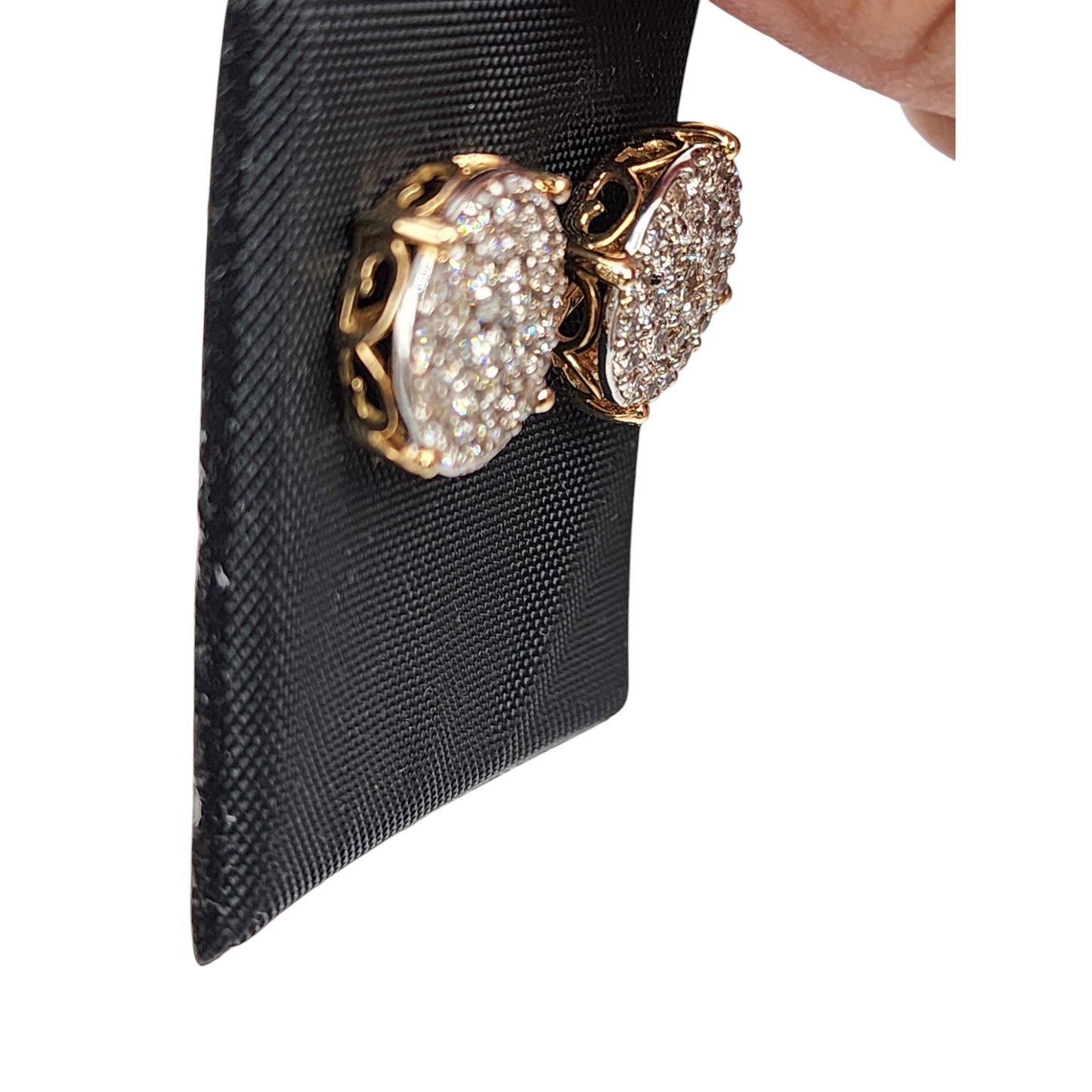 14KT Yellow & White Gold W/ White Diamond .50 Cluster Round Studs Earrings