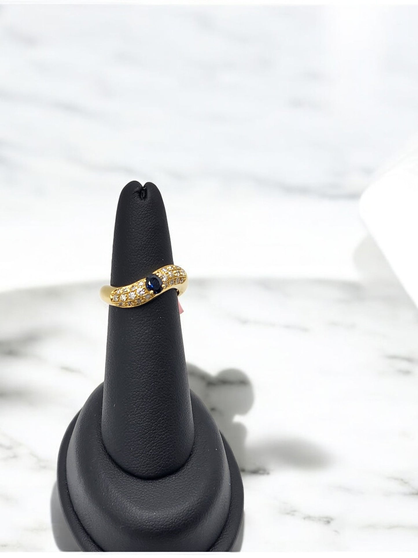 18KT Yellow Gold W/ .50 Sapphire & 0.45 Diamond Swirl Ring