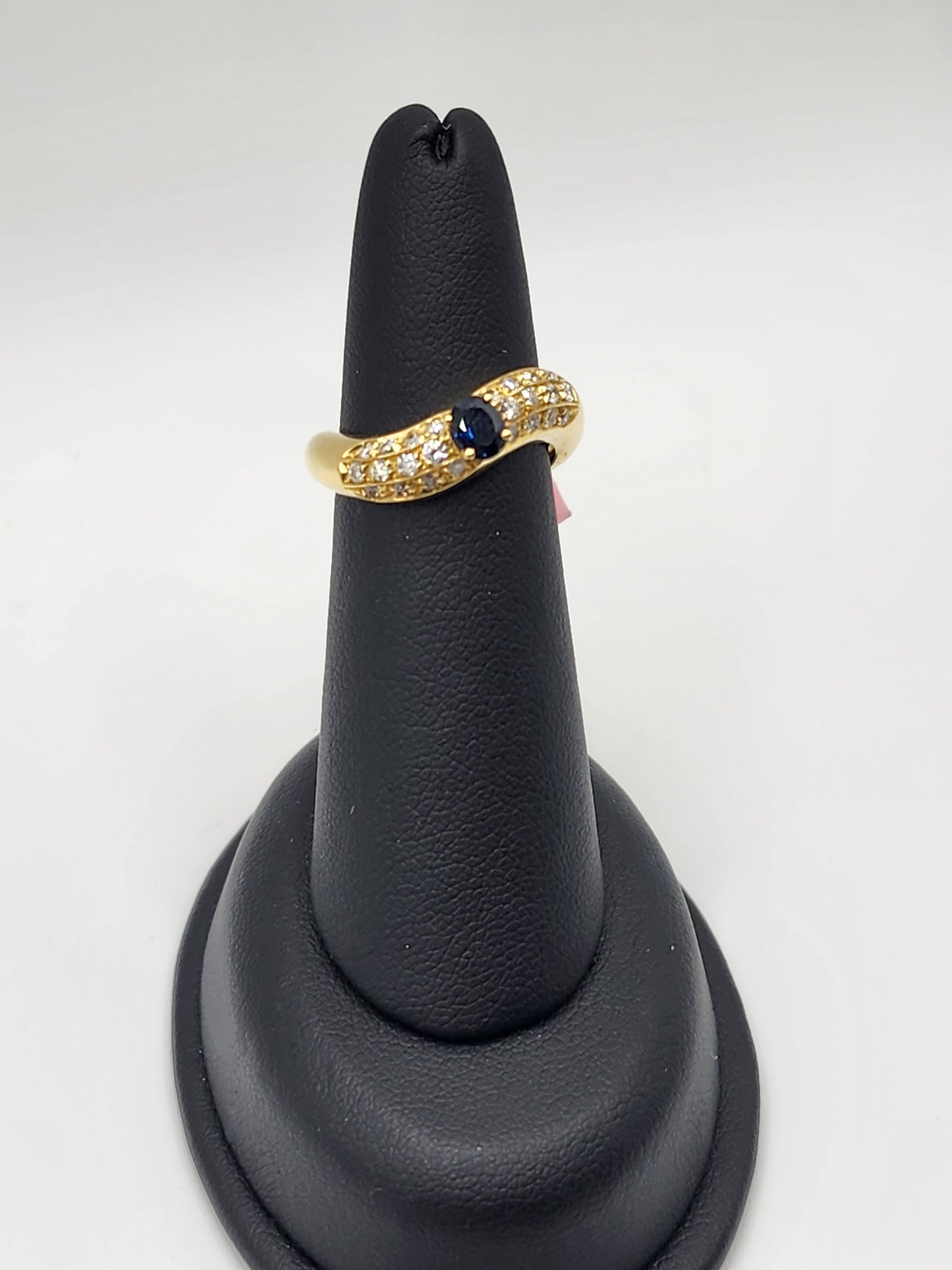 18KT Yellow Gold W/ .50 Sapphire & 0.45 Diamond Swirl Ring