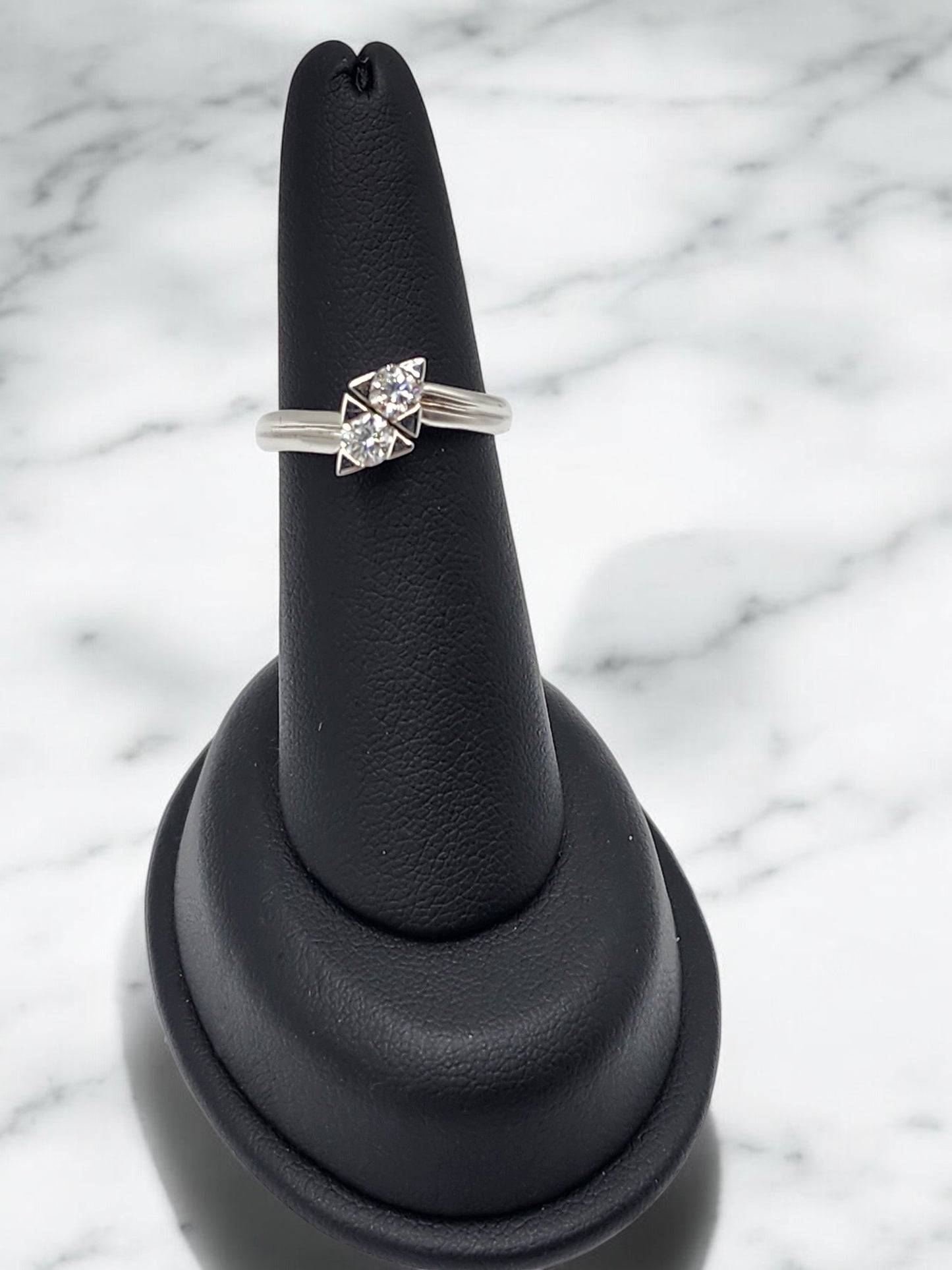 18KT White Gold 0.60cttw & White Triangle Solitaire Diamond Ring