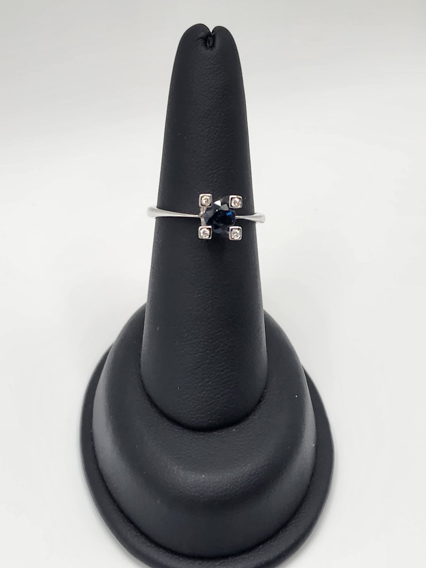 18KT White Gold W/ .75 Sapphire & Diamond Prong Ring