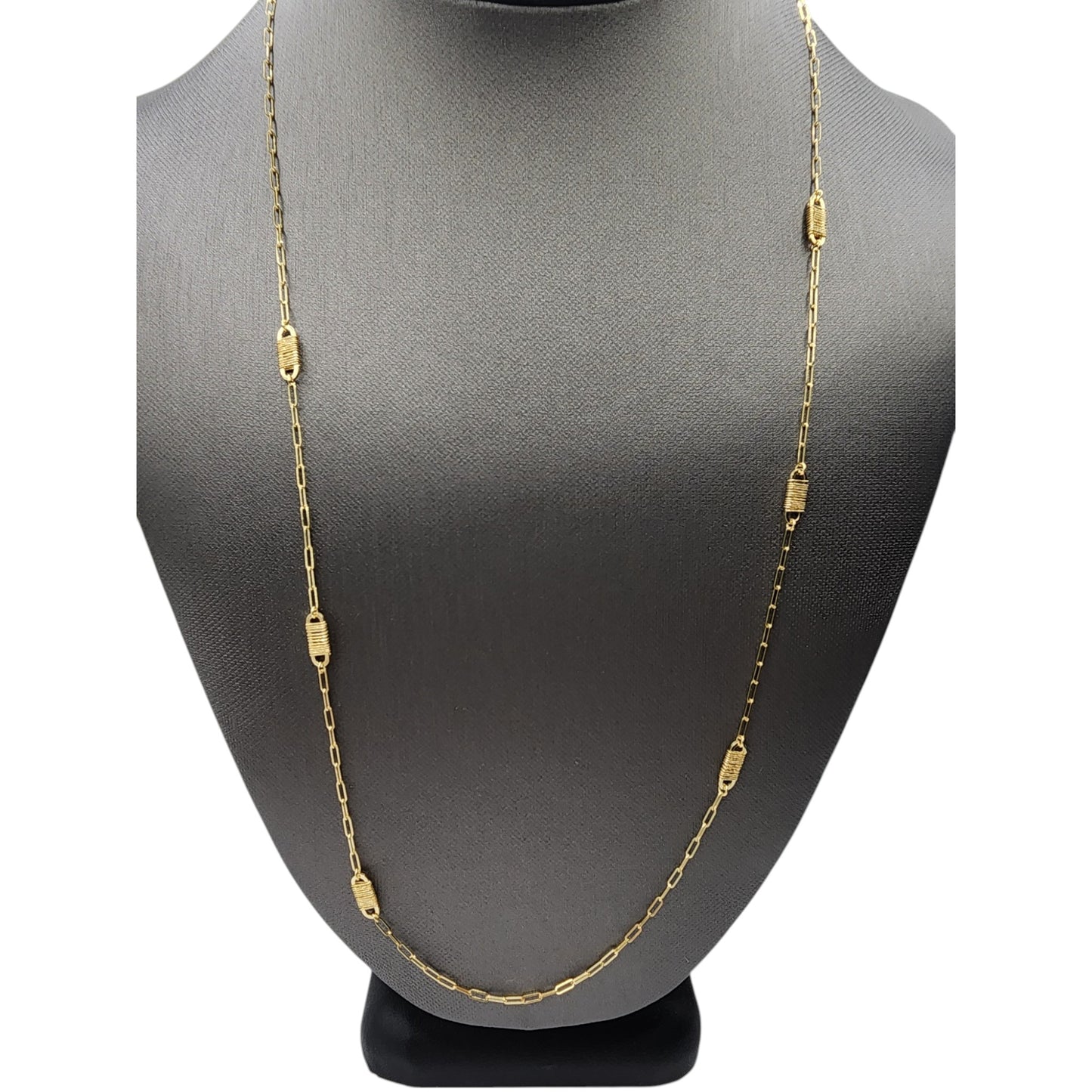 14KT Yellow / White Solid Paper-Clip Link Gold Chain.
