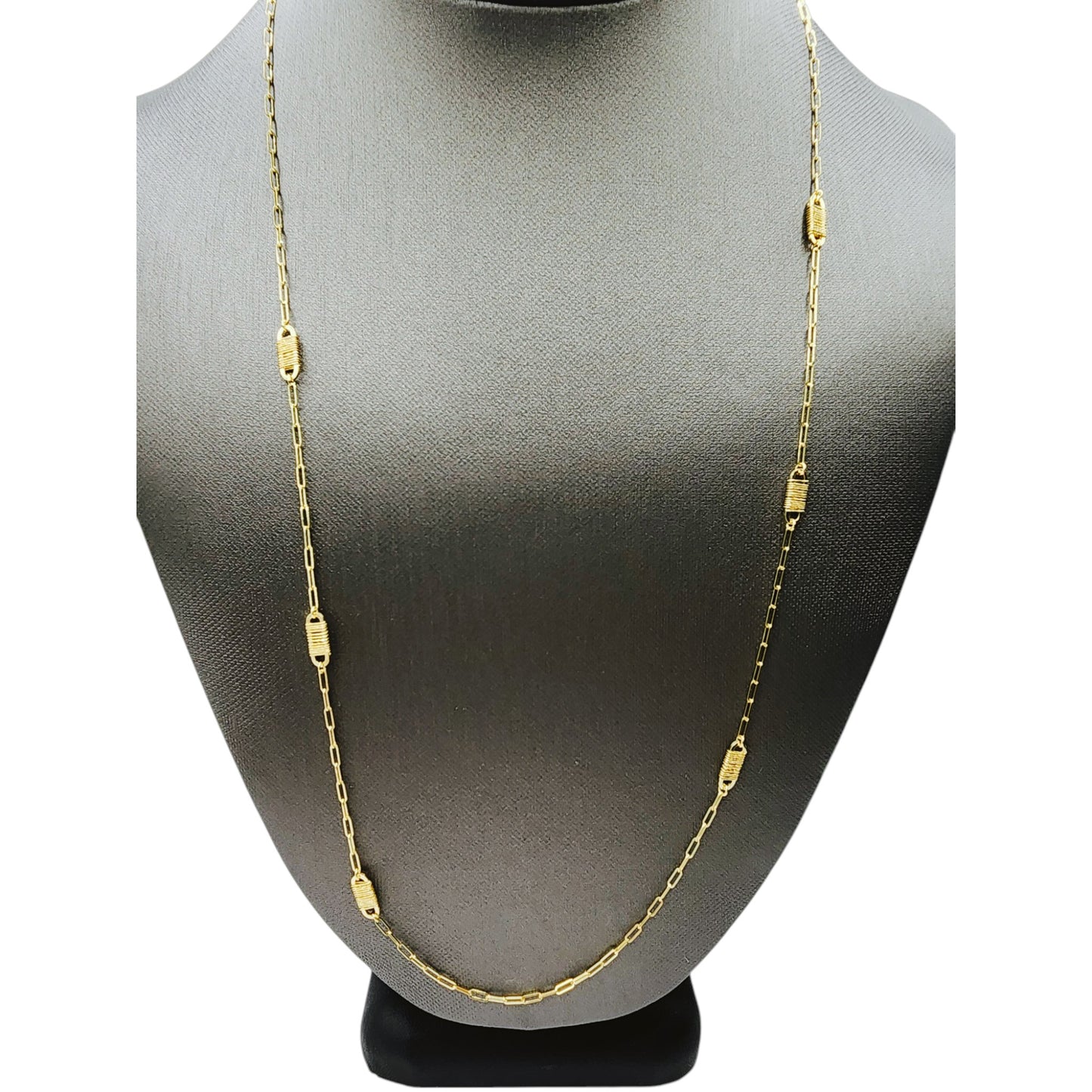 14KT Yellow / White Solid Paper-Clip Link Gold Chain.