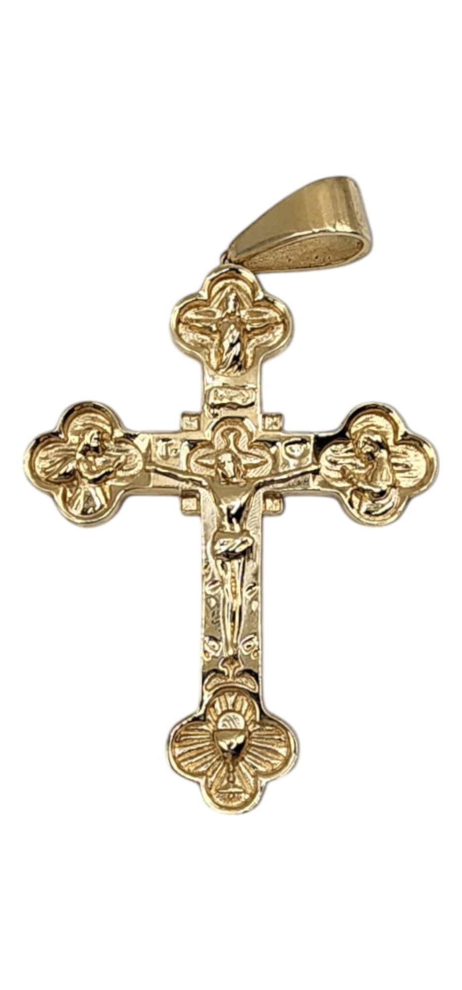 10KT Yellow Gold Fancy Cross Jesus Christ Size 75mm Pendant