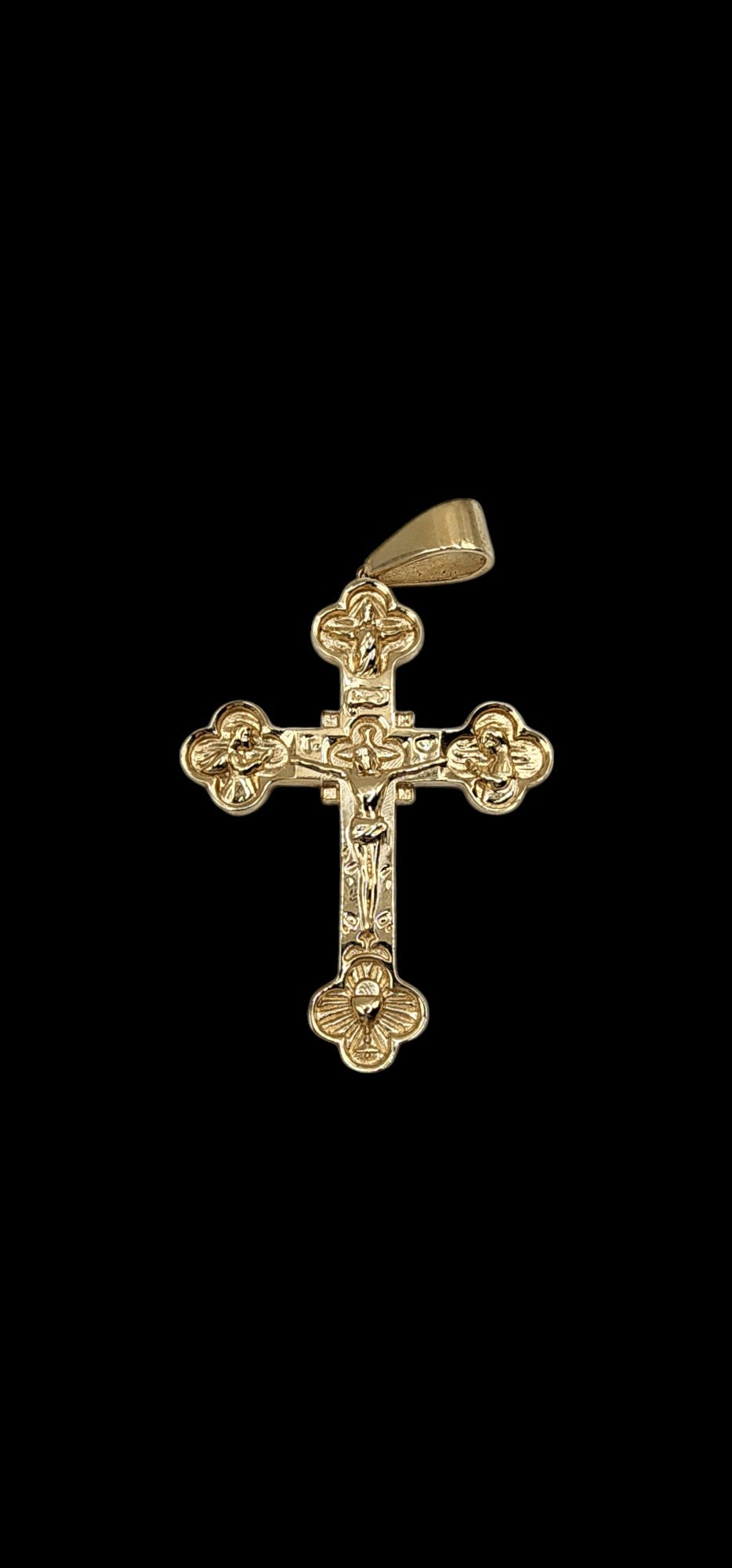 10KT Yellow Gold Fancy Cross Jesus Christ Size 75mm Pendant
