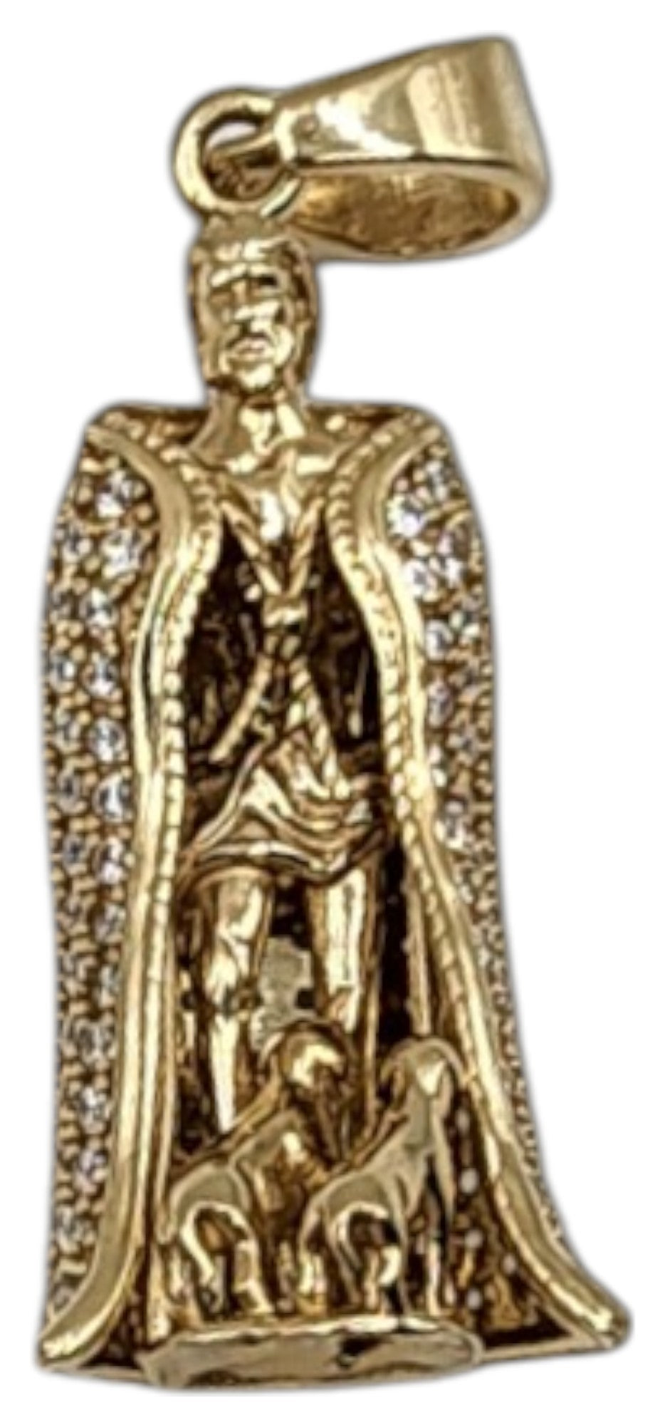 10KT Yellow Gold San Lazaro 45mm W/ White Cz 8.5g Pendant