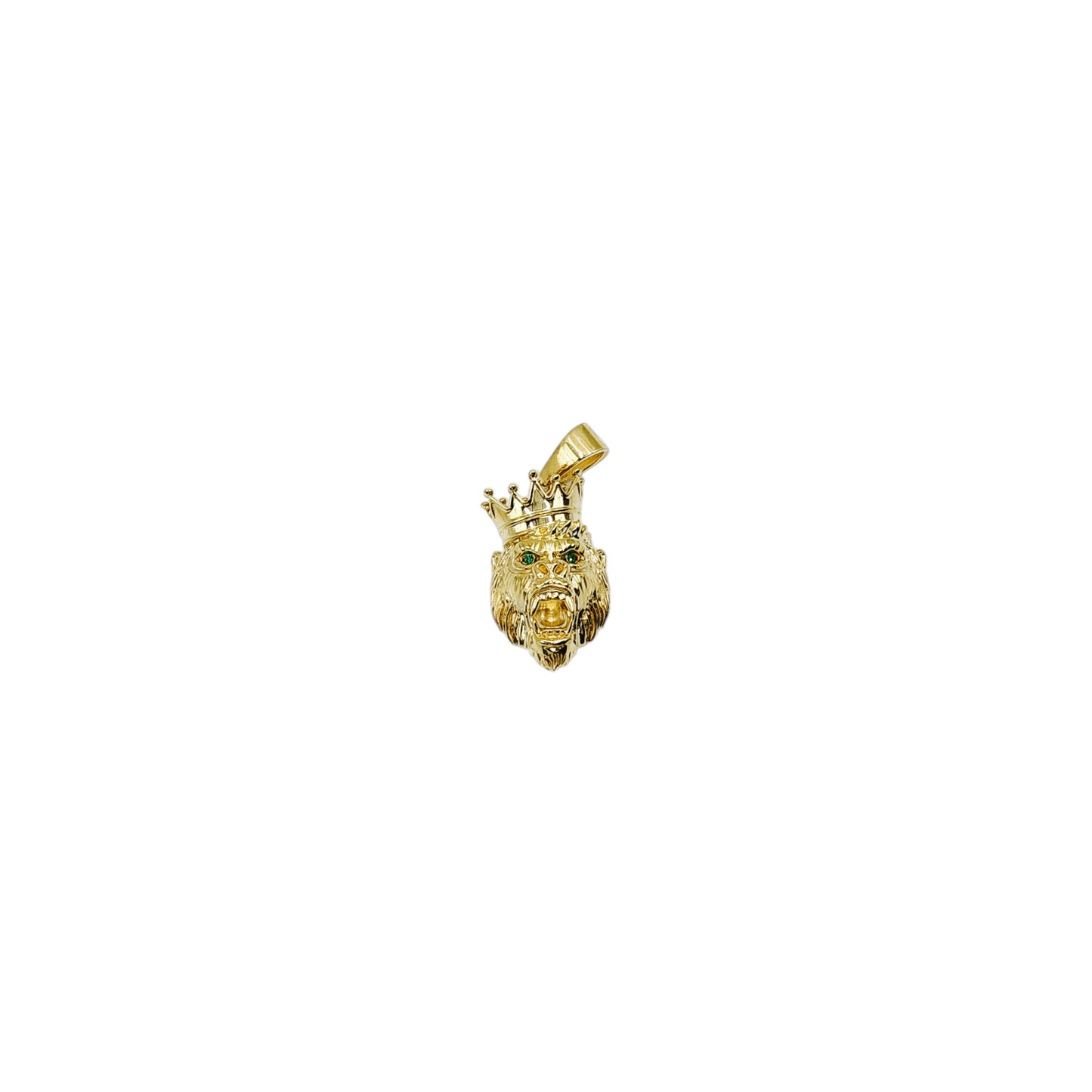 10KT Yellow Gold 7.1g Gorilla with crown W/Green CZ Pendant 47mm