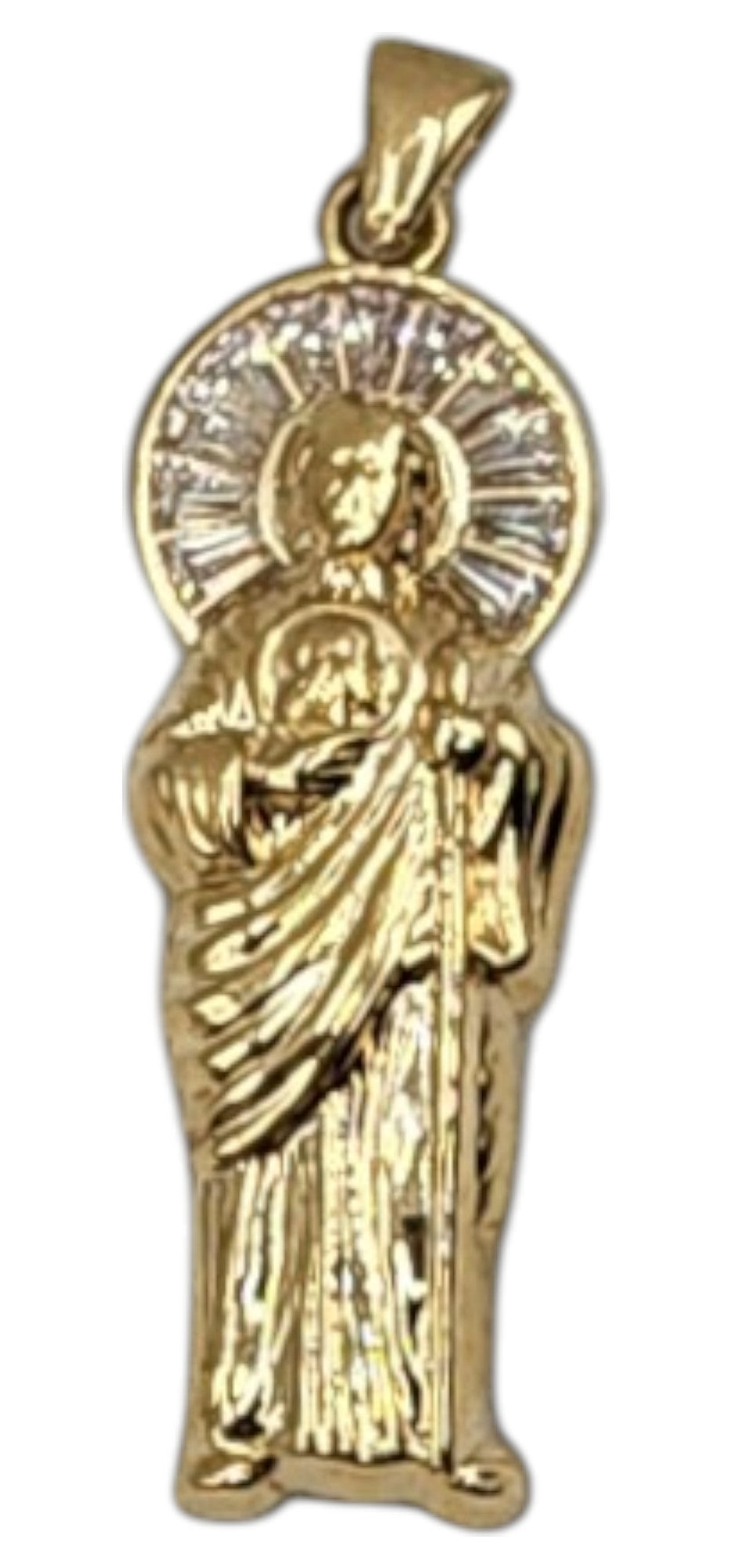 10KT Yellow Gold 3.3g Saint Jude W/ CZ Pendant 40mm
