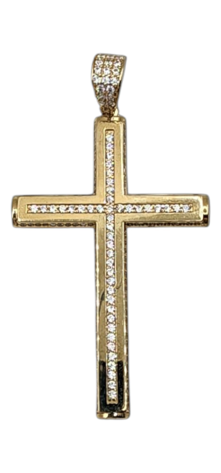 10KT Yellow Gold Fancy Cross 5.1g W/ Cz 60mm Pendant