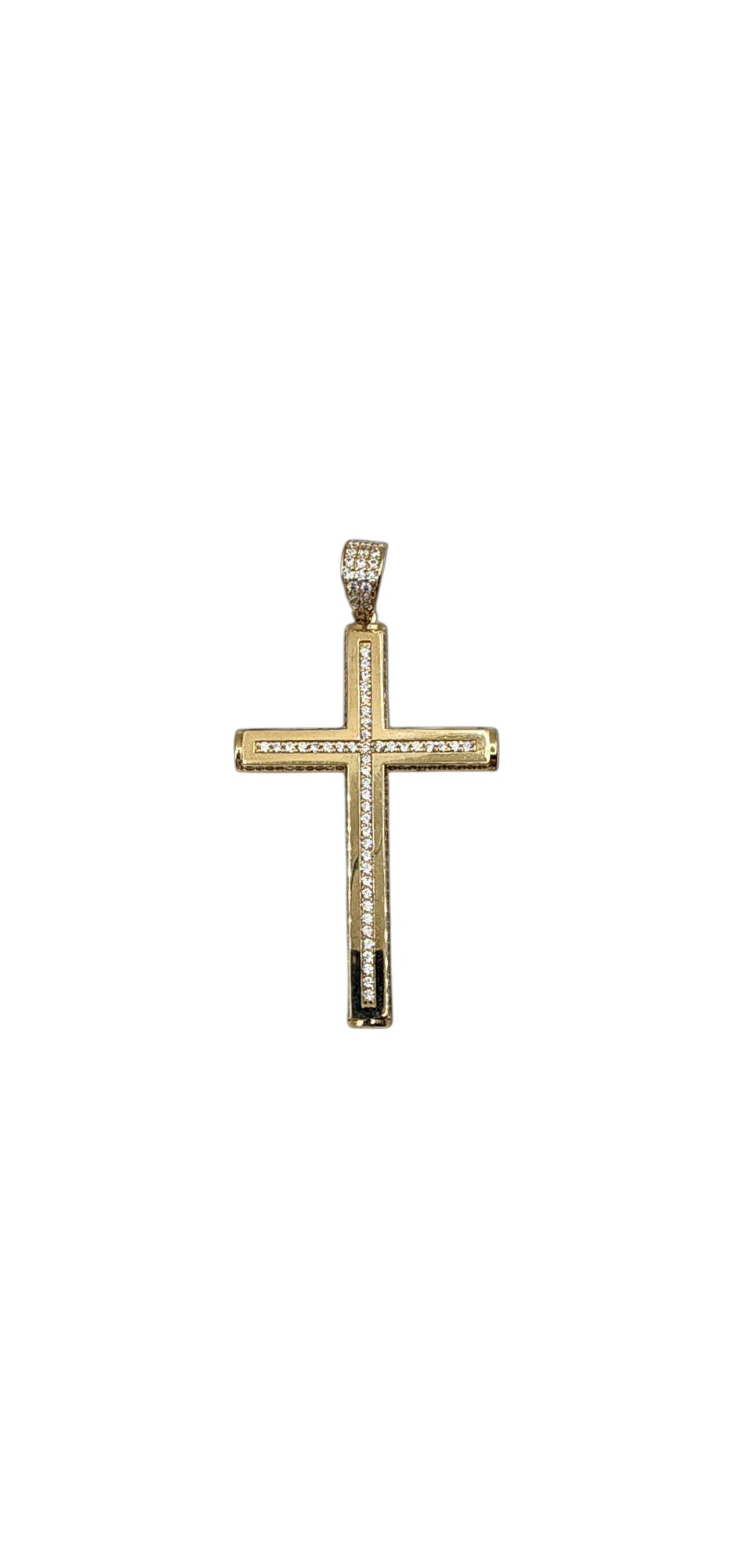 10KT Yellow Gold Fancy Cross 5.1g W/ Cz 60mm Pendant