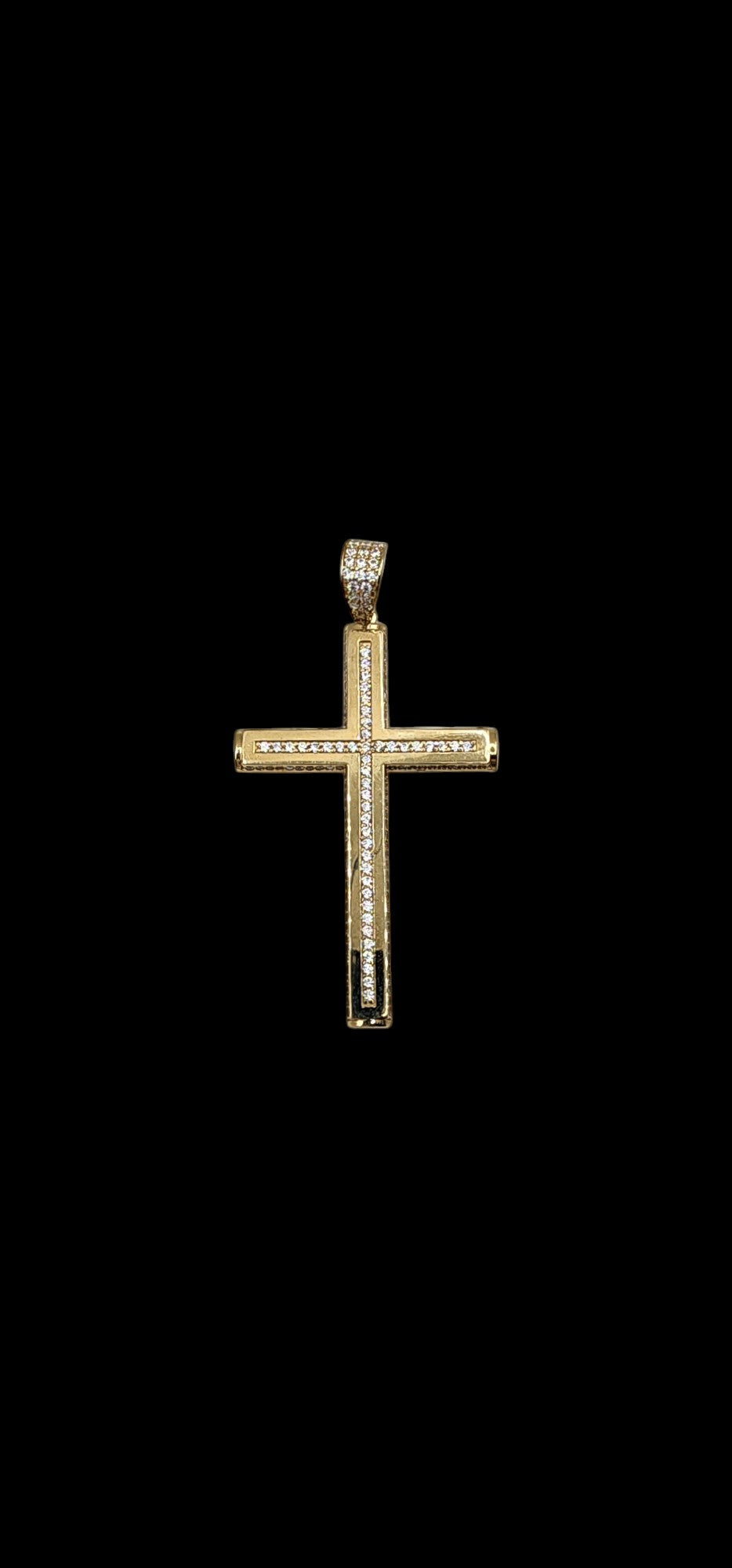 10KT Yellow Gold Fancy Cross 5.1g W/ Cz 60mm Pendant