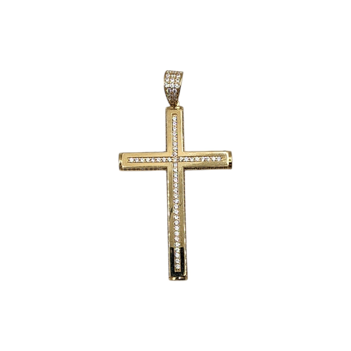 10KT Yellow Gold Fancy Cross 5.1g W/ Cz 60mm Pendant