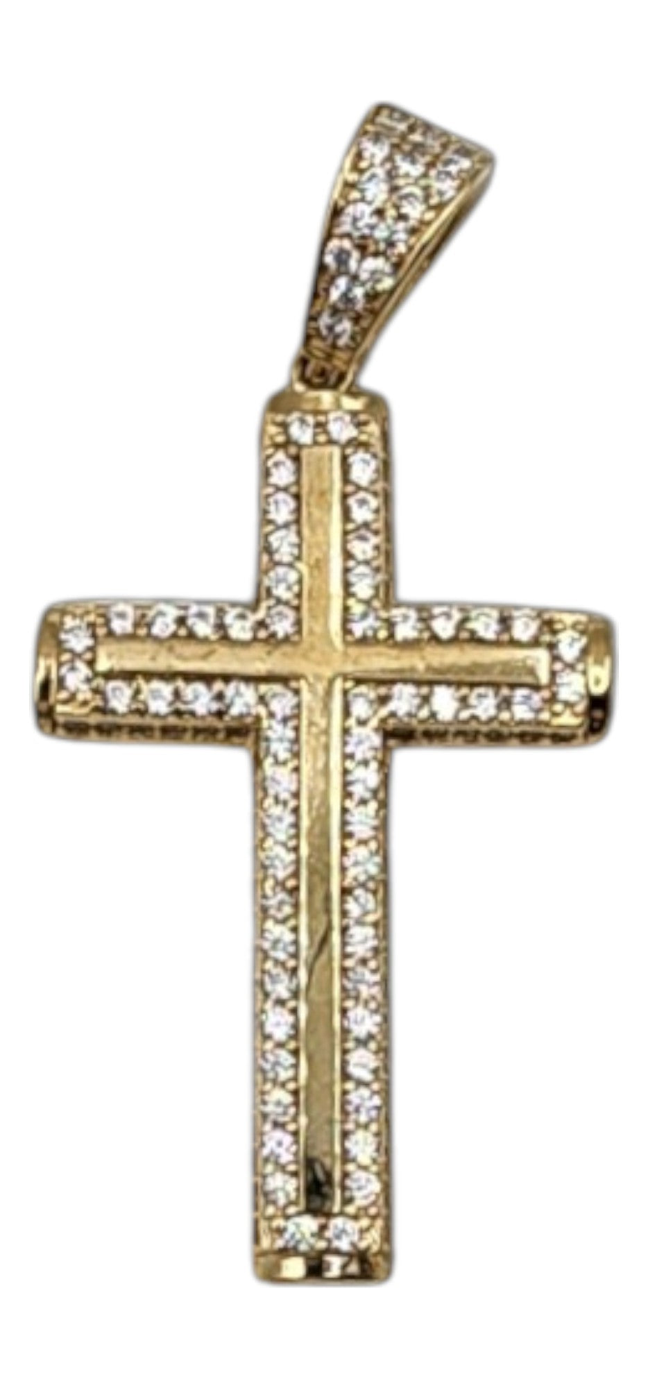 10KT Yellow Gold Fancy Cross 4.1g W/ Cz 45mm Pendant