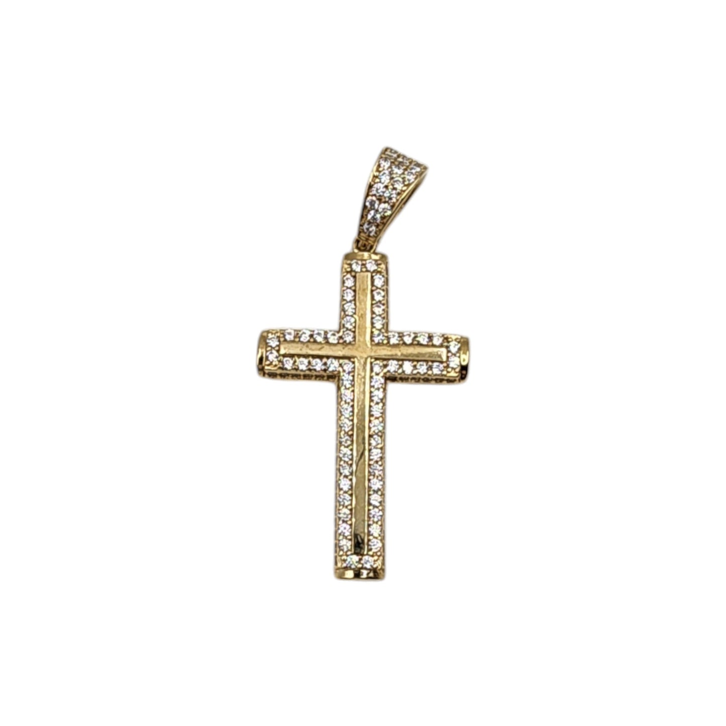 10KT Yellow Gold Fancy Cross 4.1g W/ Cz 45mm Pendant