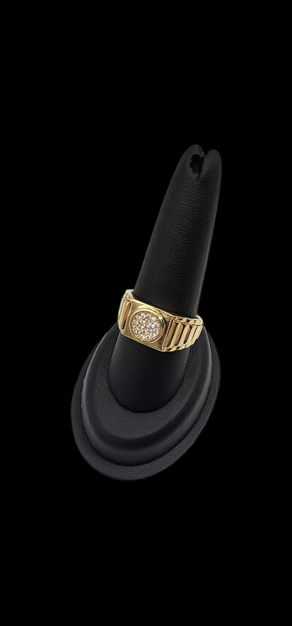 10KT Yellow Gold W/ White Cz in the Center Watch Design Man Ring