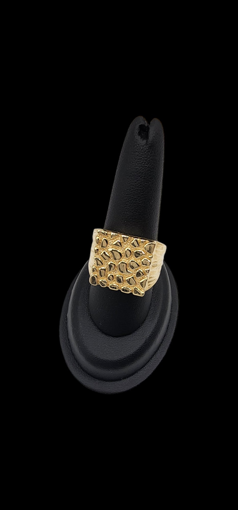 10KT Yellow Gold Semisolid Ring Nugget Men Ring