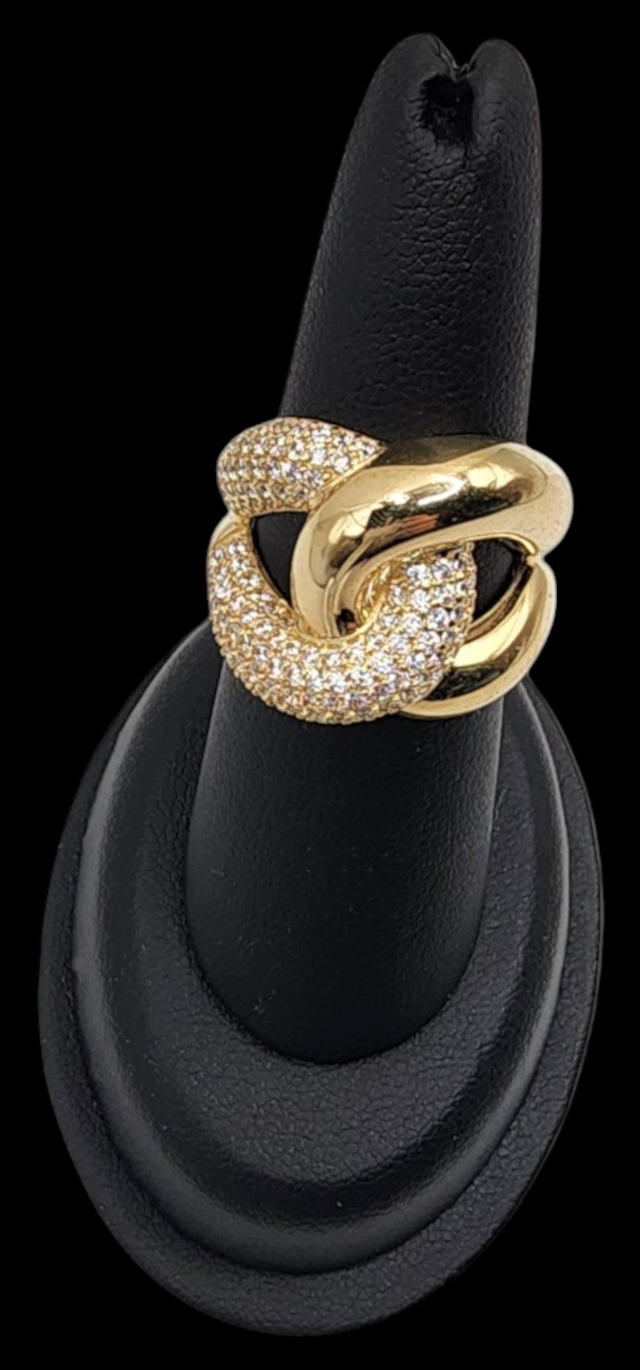 14KT Yellow Gold Semisolid Fancy Infinity Design 4.8g W/ White Cz Woman Ring