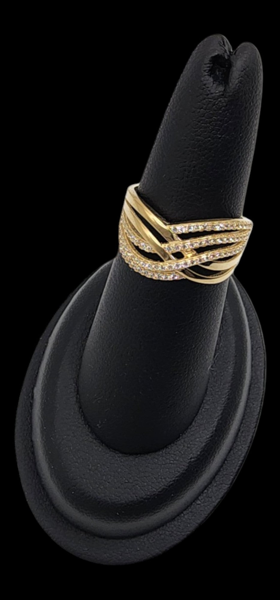 14KT Yellow Gold Fancy Band Design 2.6g W/ White Cz Woman Ring