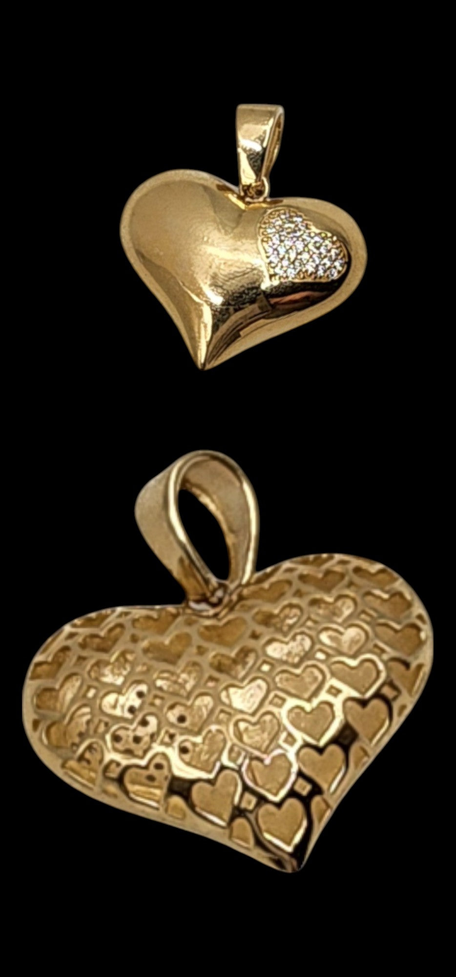 14KT Yellow Gold 29mm Puff Hart W/white Cz 4.5g Pendant