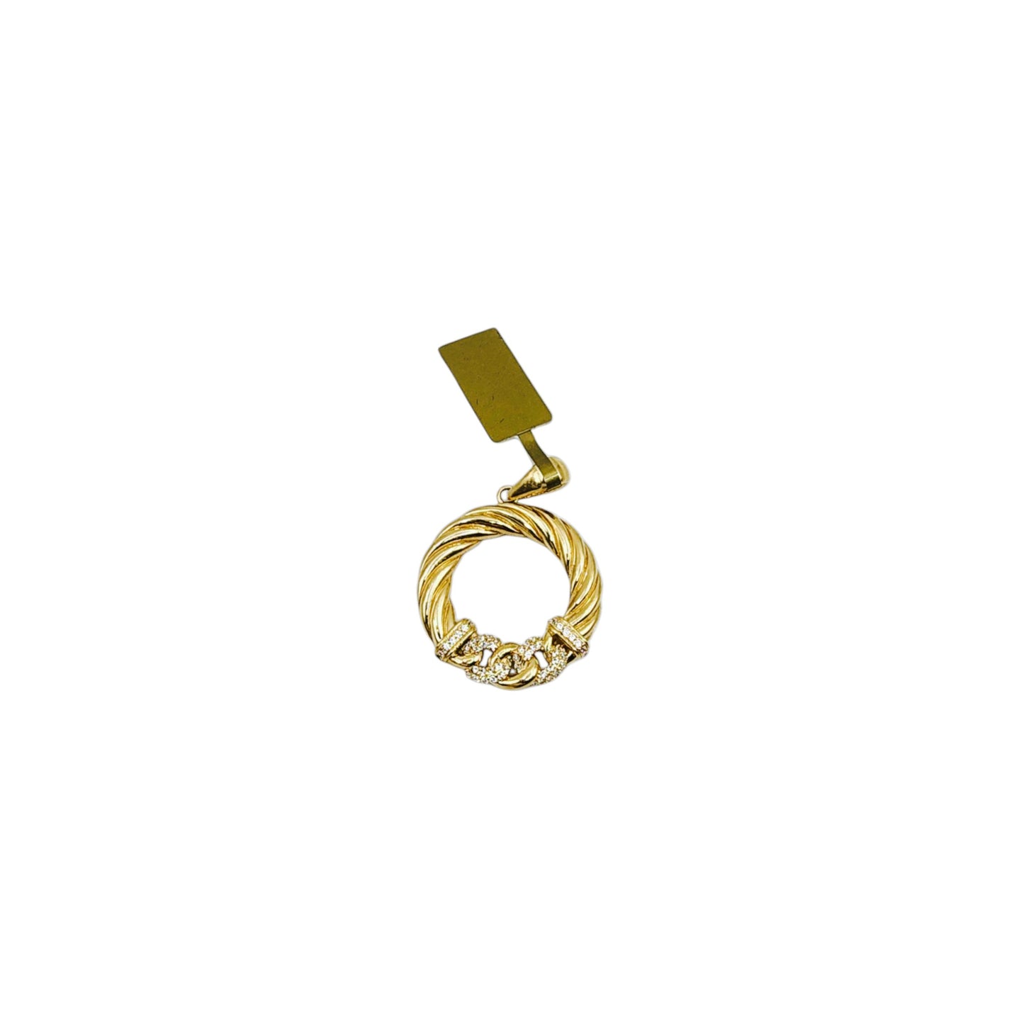 14KT Yellow Gold 42mm W/white Cz 4.4g Round Pendant