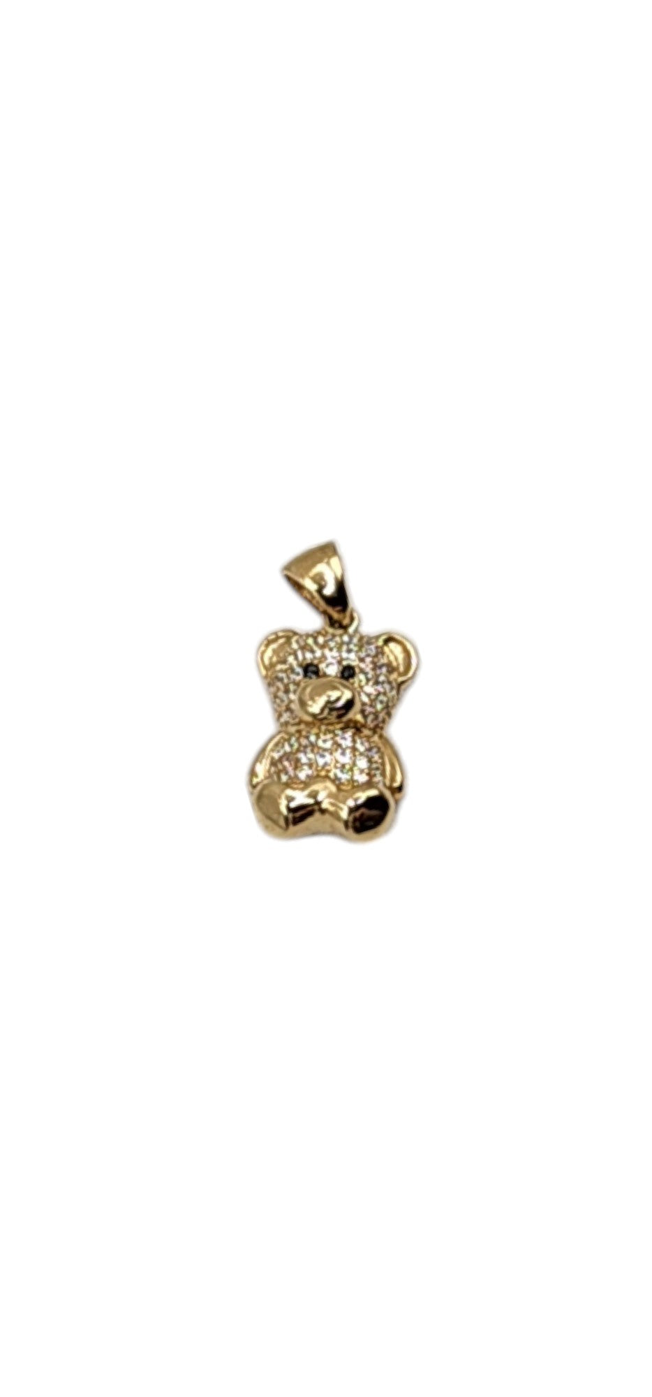 14KT Yellow Gold 21mm W/white Cz 2.1g Fancy Bear Pendant