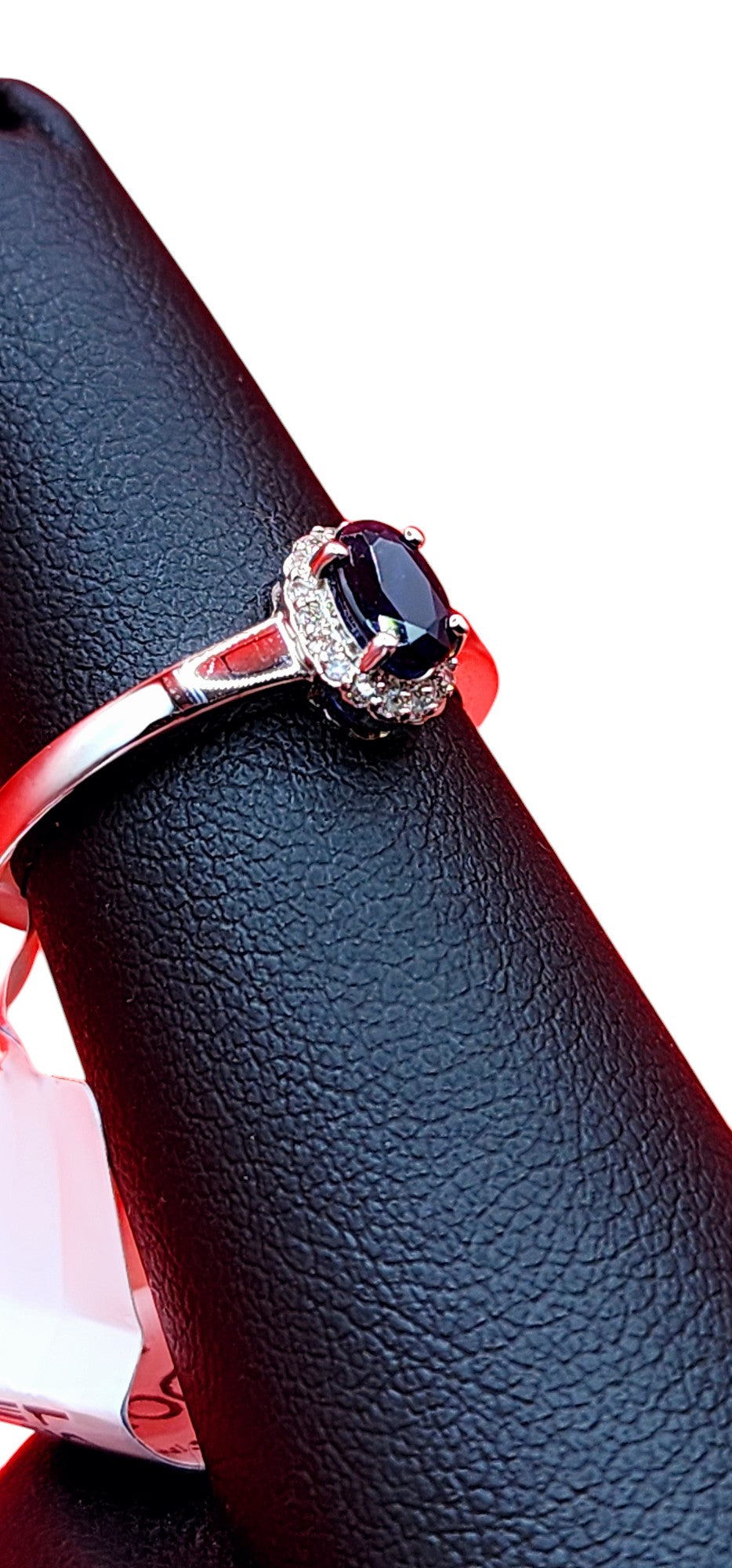 14KT White Gold Gen Sapphire w/ .10 Diamond Ring