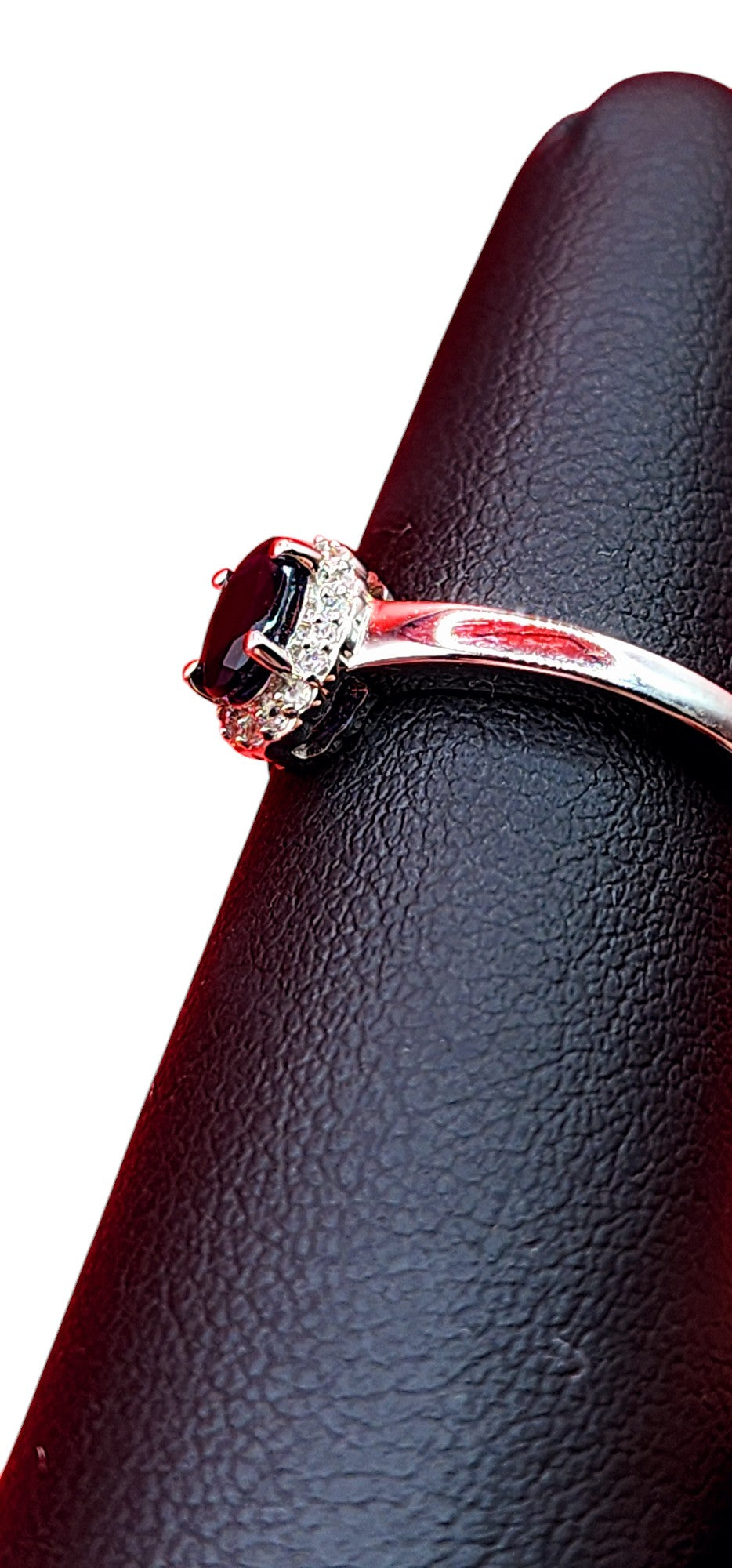 14KT White Gold Gen Sapphire w/ .10 Diamond Ring