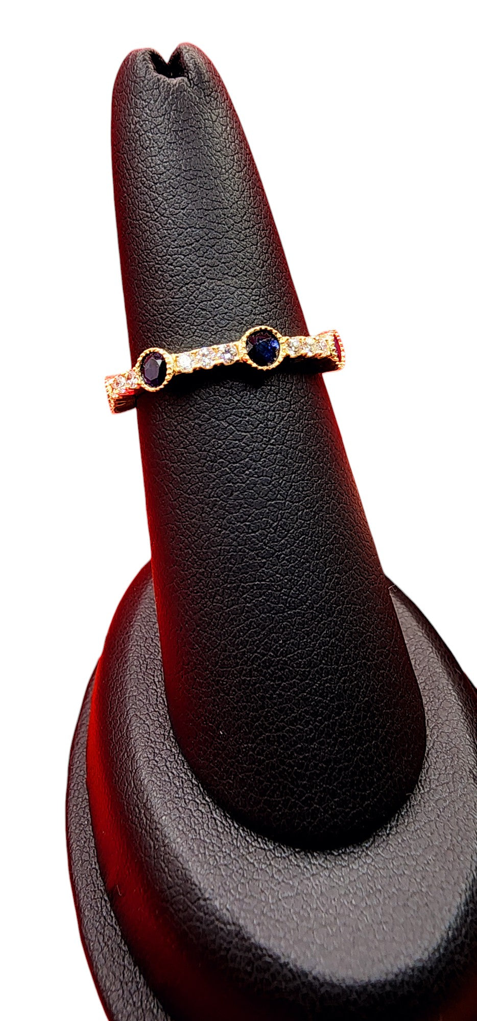 14KT Yellow Gold, Round Sapphire Bezel W/ .15Cttw Diamond Band
