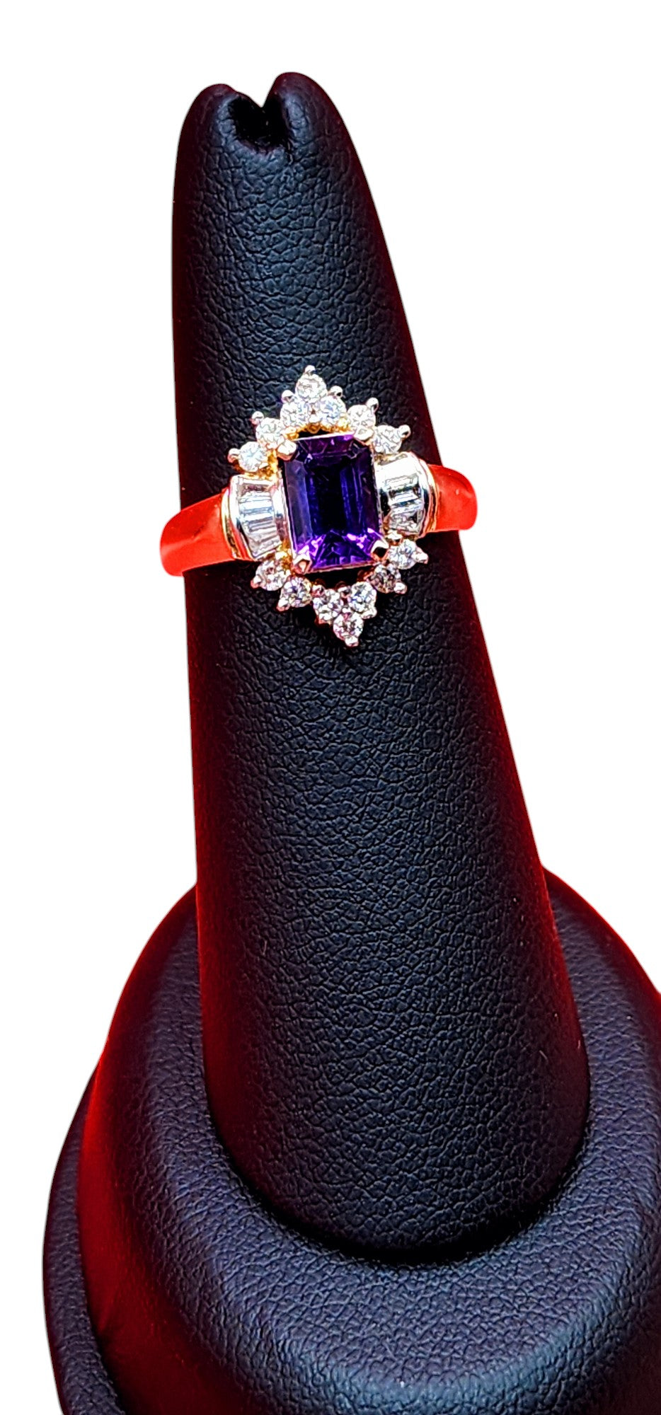 14KT Yellow Gold Ring Amethyst W/.50 Diamond