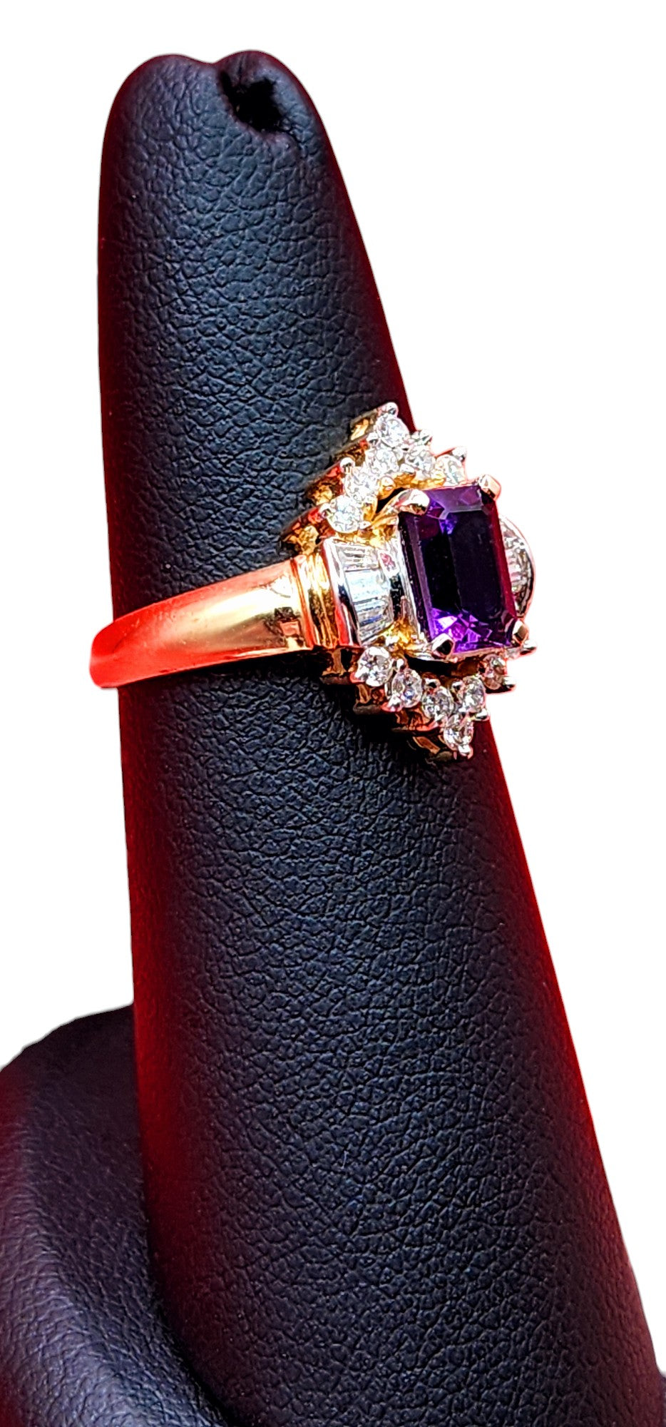 14KT Yellow Gold Ring Amethyst W/.50 Diamond