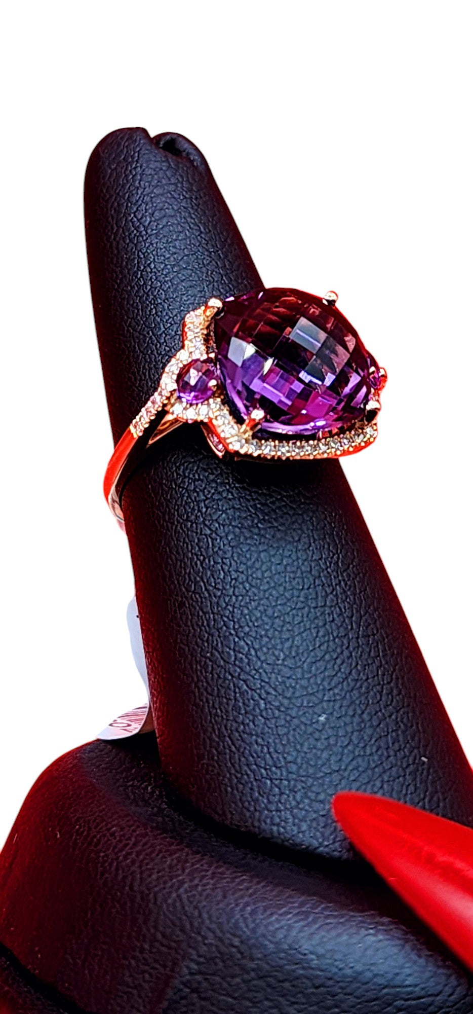 14KT Yellow Gold 7.65CTTW Amethyst& .20 Diamond Effy Ring