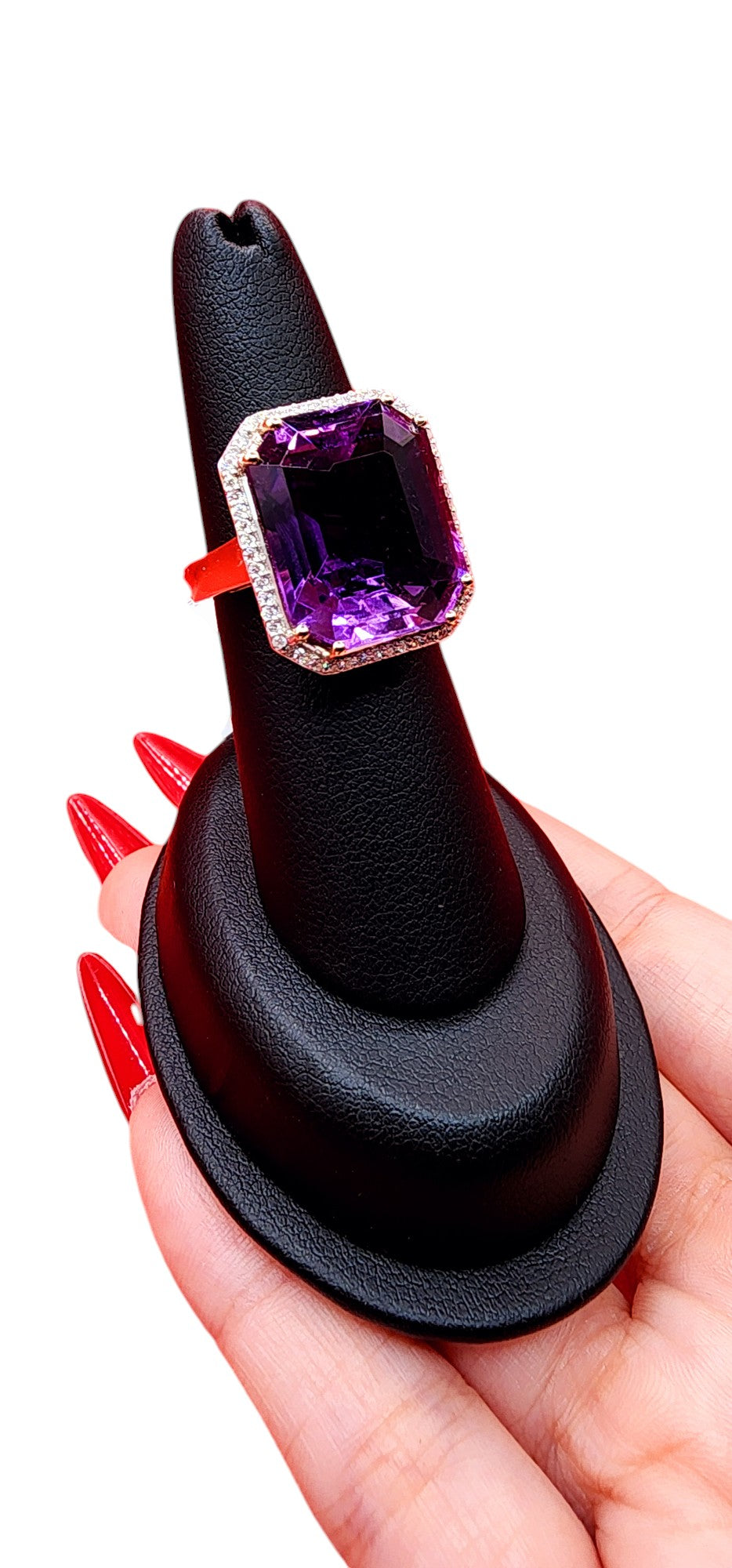 14KT Yellow Gold Ring 16.62ct Amethyst W/.30 Diamond