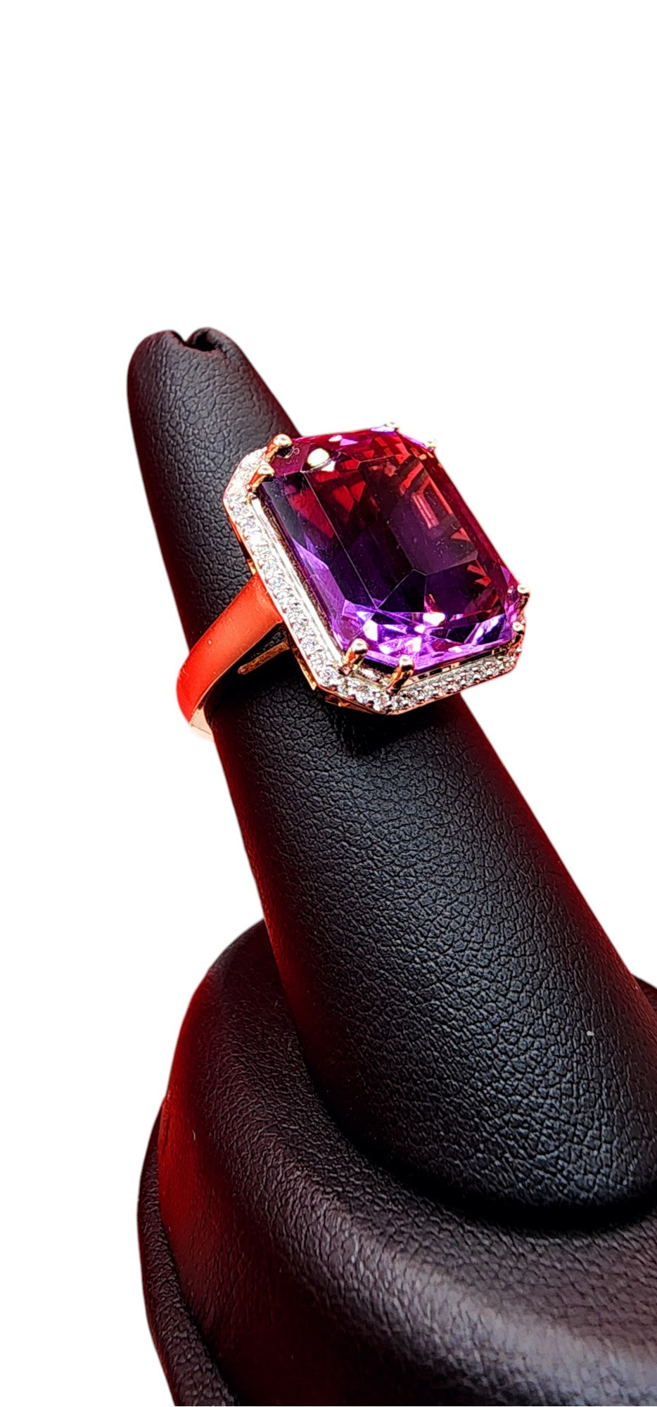 14KT Yellow Gold Ring 16.62ct Amethyst W/.30 Diamond